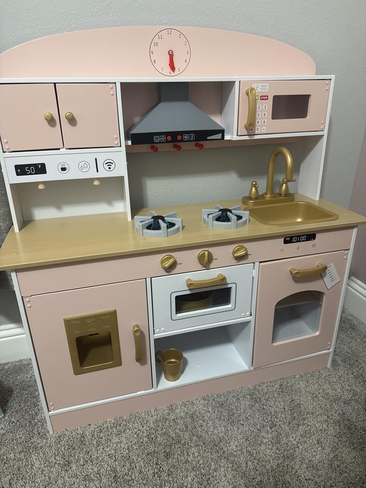 Babytronic Large Wooden Play Kitchen with Lights & Sounds for Toddlers 3+ | Kids Pretend Play Kitchen, Oven Microwave Refrigerator, 30 PCS Complete Cookware Accessories Set, Gift for Boys Girls customer photo 2