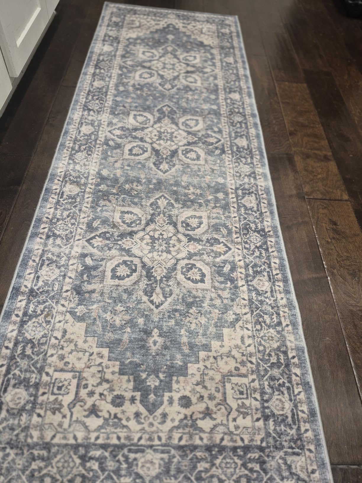 AMADA HOMEFURNISHING 8x10 Washable Area Rug, Low-Profile with Non-Slip Backing & Durable Edge Binding, Vintage Large Rugs for Living Room, Bedroom, Dining Room, Blue customer photo 1