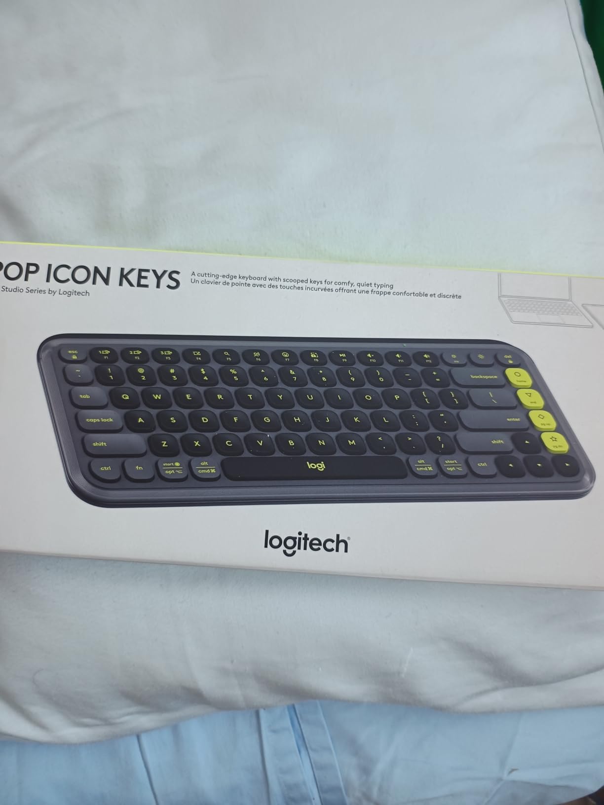 Logitech POP ICON Keys Wireless Bluetooth Keyboard - Graphite and Green | Colorful, compact, quiet keyboard with 4 extra customizable Action Keys, connect up to 3 devices via Easy-Switch keys, PC/Mac customer photo 2