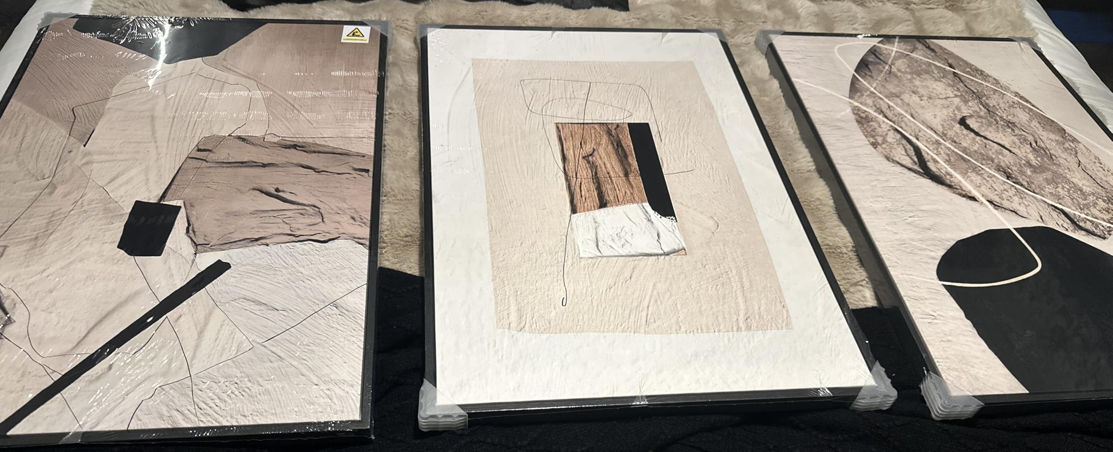 Large Framed Neutral Abstract Wall Art for Living Room,Set of 3, 24x36 In | Black and beige modern pictures, Canvas prints, Minimalist painting, Artwork for walls, Wall decor for bedroom office hallway customer photo 1