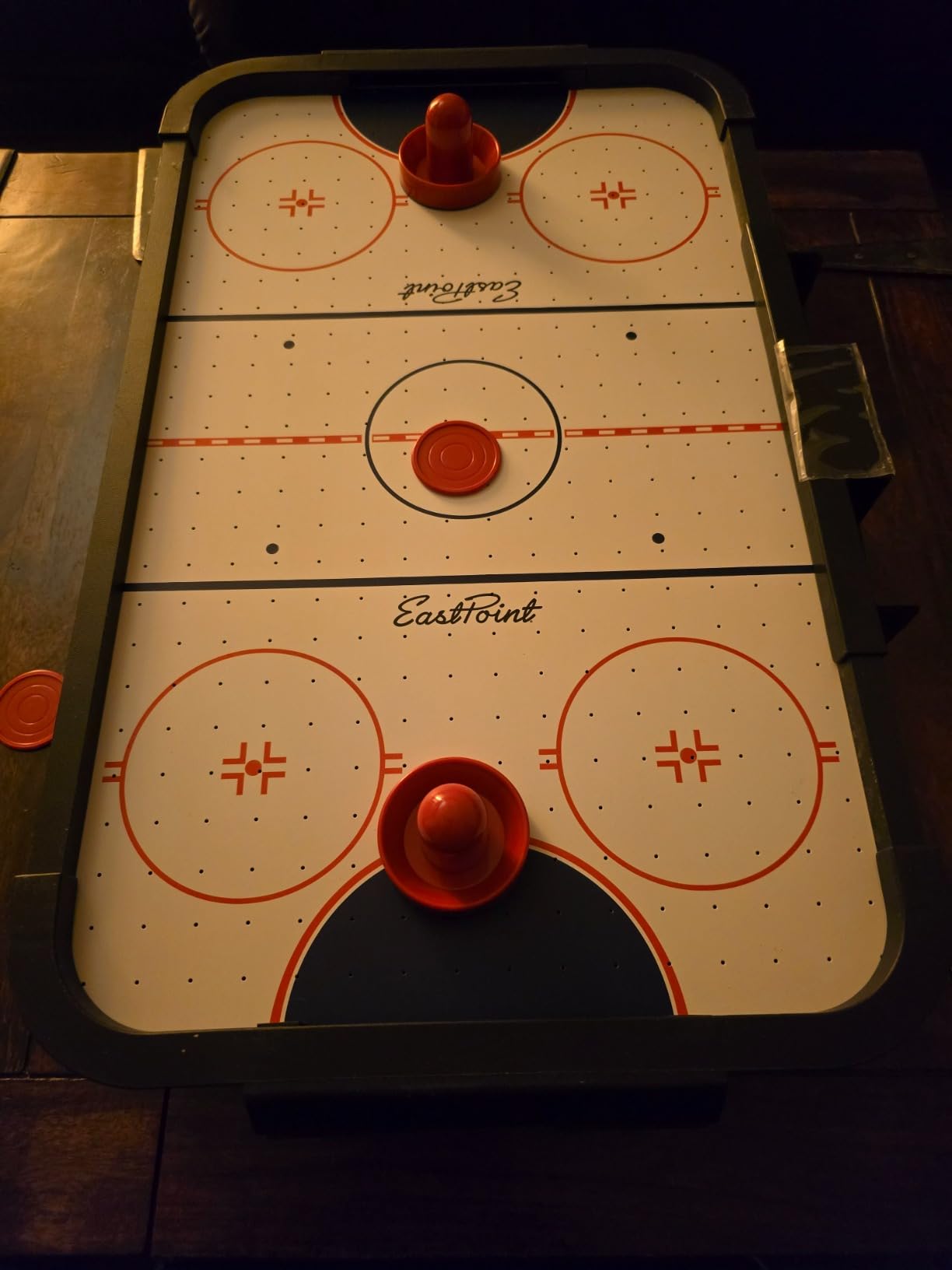 EastPoint Tabletop Air Hockey Table Pro - Black & White - LED Scoreboard for Hockey Game - Includes Pucks & Pushers for Table Games for Kids - Compact Durable Design for Tabletop Play customer photo 1