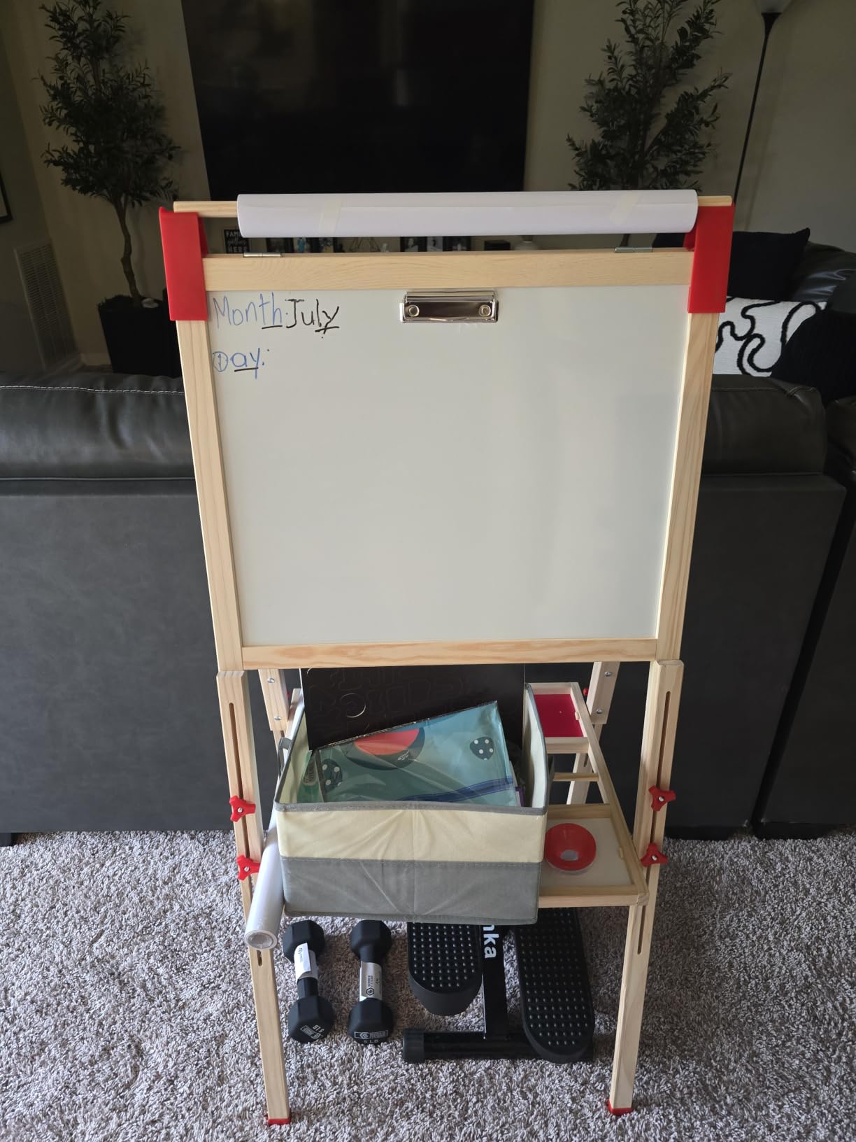 Adjustable Wooden Art Easel for Kids, Double Sided Chalkboard & Whiteboard | Drawing & Painting Station with 114+ Art Supplies, Height Adjustable Magnetic Board for Toddlers Ages 3-12, 2 Paper Rolls customer photo 2