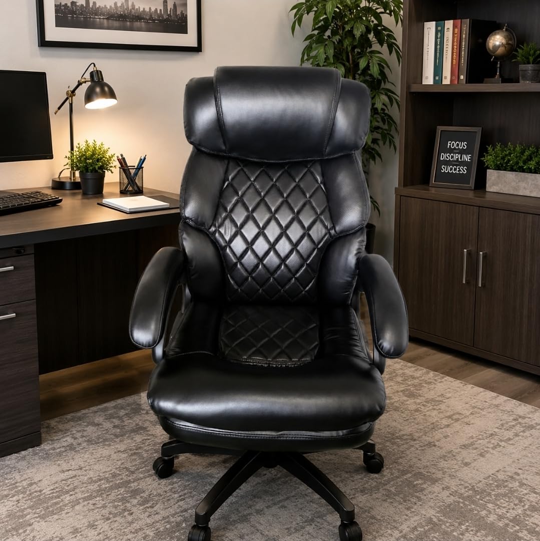 COLAMY Office Ergonomic Desk High Back Executive Chair with Pop-Out Lumbar Support, Upgraded Casters, Adjustable Headrest customer photo 1