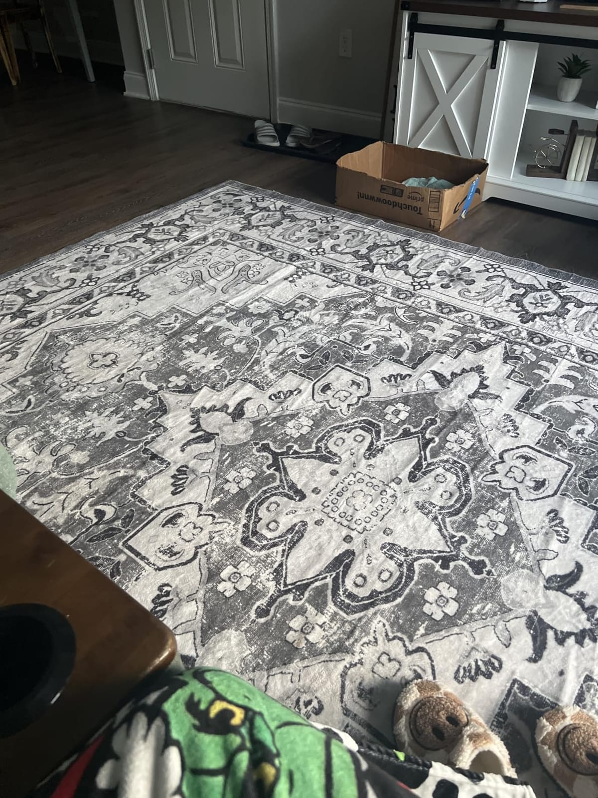 Lessymo 8 x 10 Area Rugs for Living Room, Machine Washable Rug Grey White | Soft Faux Wool; Boho Floral Medallion Vintage Carpets; Low Pile for Bedroom Dining Room; Non-Slip Backing; Kids Pet Friendly customer photo 1