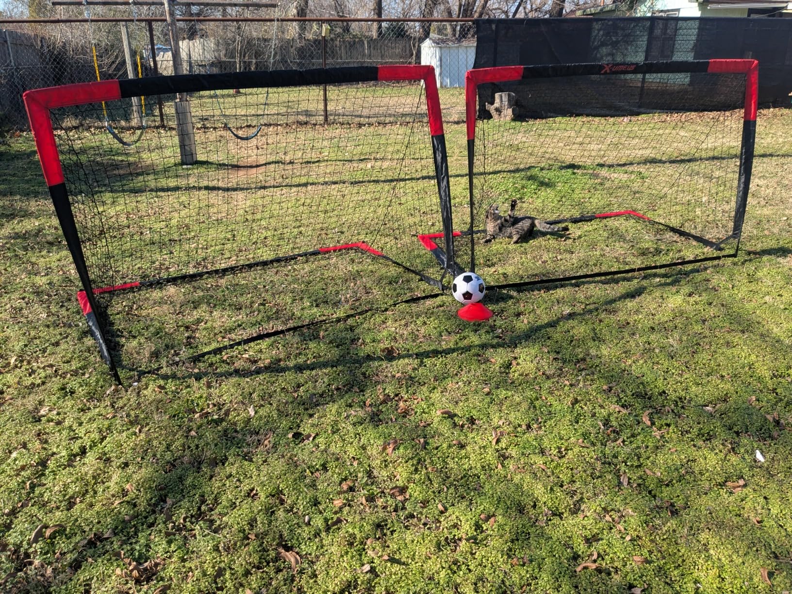 Kids Soccer Goals for Backyard Set of 2, 6x4 ft Portable Toddler Soccer Goal Training Equipment with Soccer Target, Ball, Cones, Soccer Net for Kids Age 3-5 6-8 8-12 10-12-14 Outdoor Sports Games Gift customer photo 2