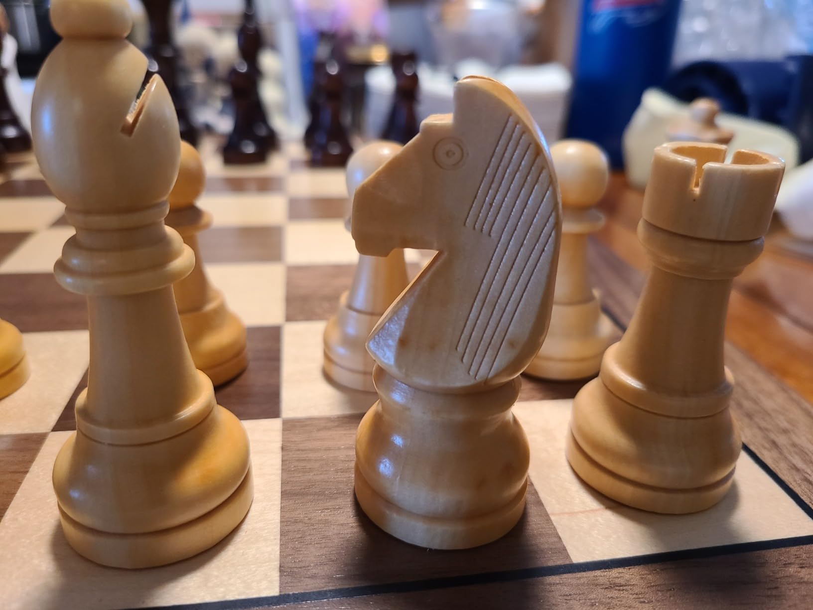 18.5'' Wooden Chess Set with Handle, Chess Sets for Adults Kids Portable Folding Board Games with 4.5'' King 2 Extra Queens, Handmade Weighted Large Pieces with Storage Slots customer photo 1