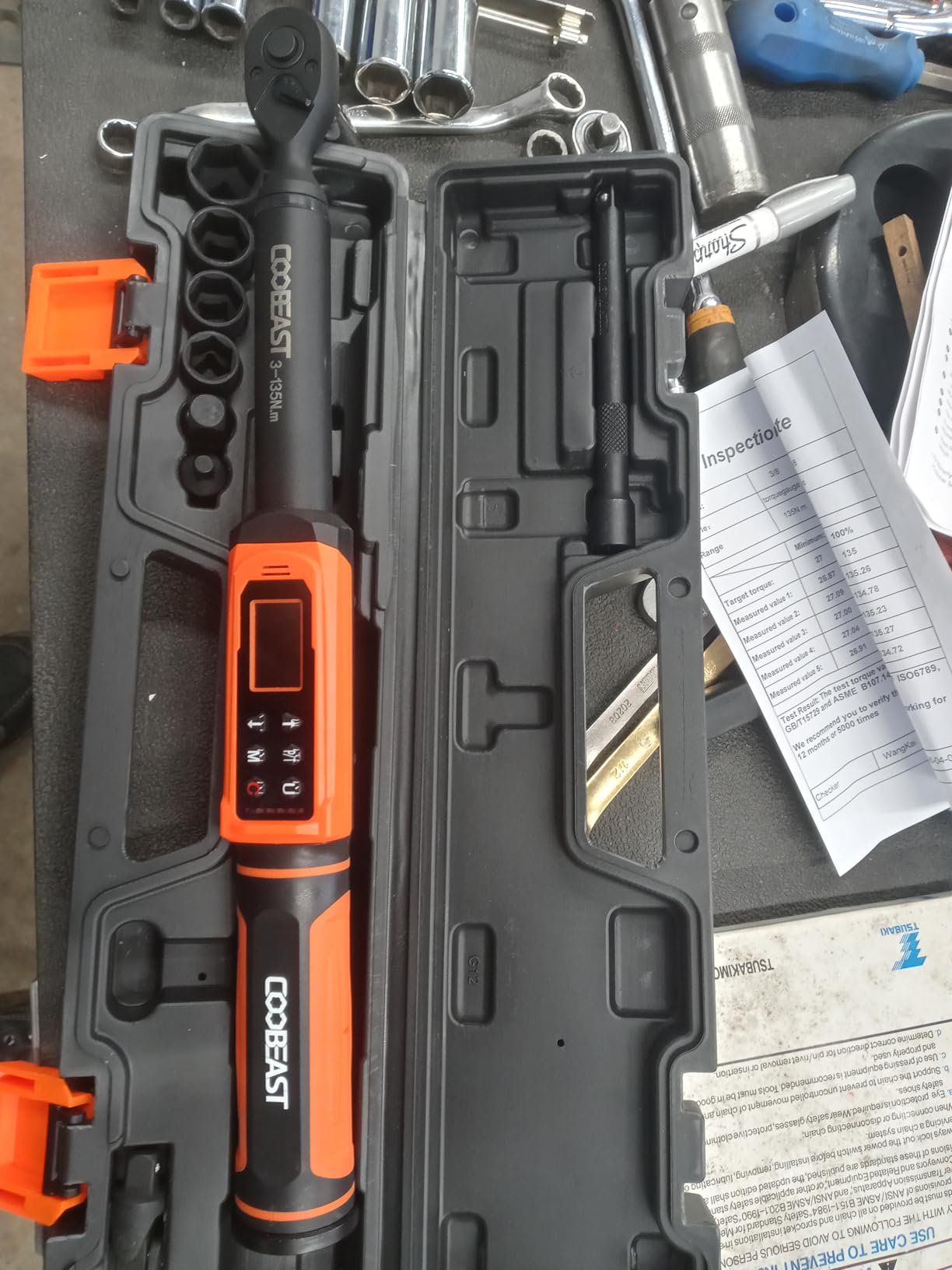 coobeast 3/8 Drive Digital Torque Wrench (1.5-99.5 Ft-lbs./2-135Nm) | Preset Value Torque Wrench with +/-2% accuracy, Buzzer and LED Flash Five Units of Measure for Motorcycle, Auto Repair customer photo 1