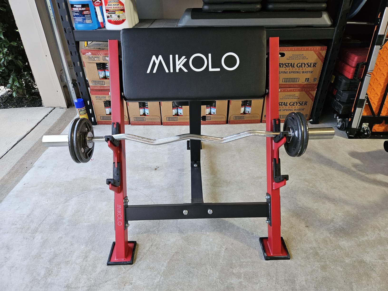 Mikolo Preacher Curl Bench, Seated Arm Isolated Barbell Dumbbell Bicep Station, Bicep Curl Machine with 2 Bar Holders for Home Gym customer photo 1