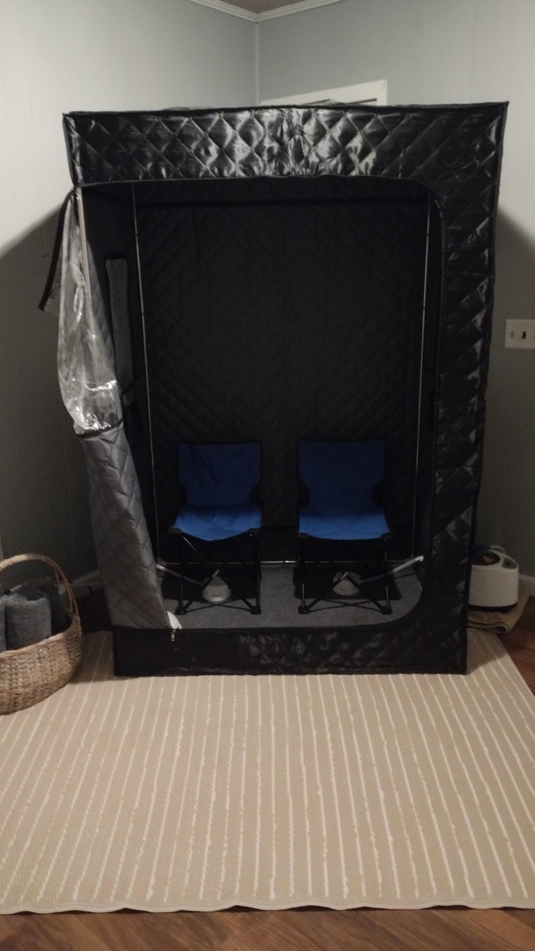 Manastin 2 Person Portable Steam Sauna for Home, 1 or 2 Person Full Body Home Spa with 2 Foldable Chairs, 9 Levels of Sauna Tent with Remote Control, (Black, Large) customer photo 2