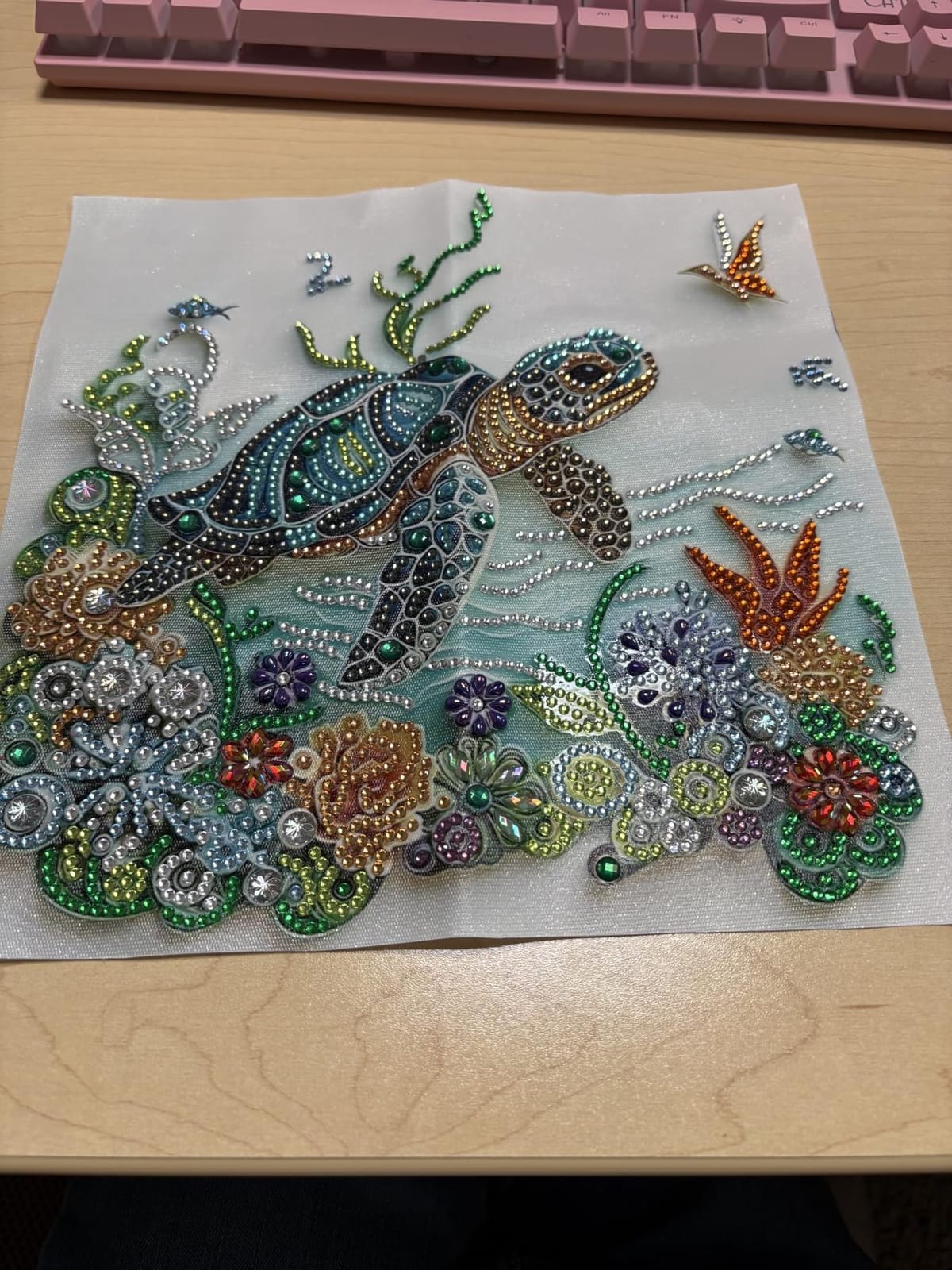 ZQEATRY Sea Turtle Animal Special Shape Diamond Art Kits for Adults,5D Diamond Painting Kits for Beginner,DIY Diamond Crystal Rhinestones Painting Kits for Home Wall Decor Gift 11.8 X 11.8inch customer photo 2