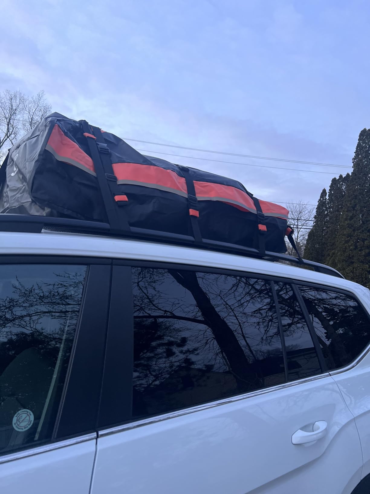 Sailnovo Car Rooftop Cargo Carrier 21 Cubic Feet Waterproof Soft Roof Bag | Heavy Duty 1000D PVC, Fit Vehicles with/without Rack, includes Anti-Slip Mat,6 Door Hooks,10 Reinforced Straps,Lock, for Trip customer photo 2