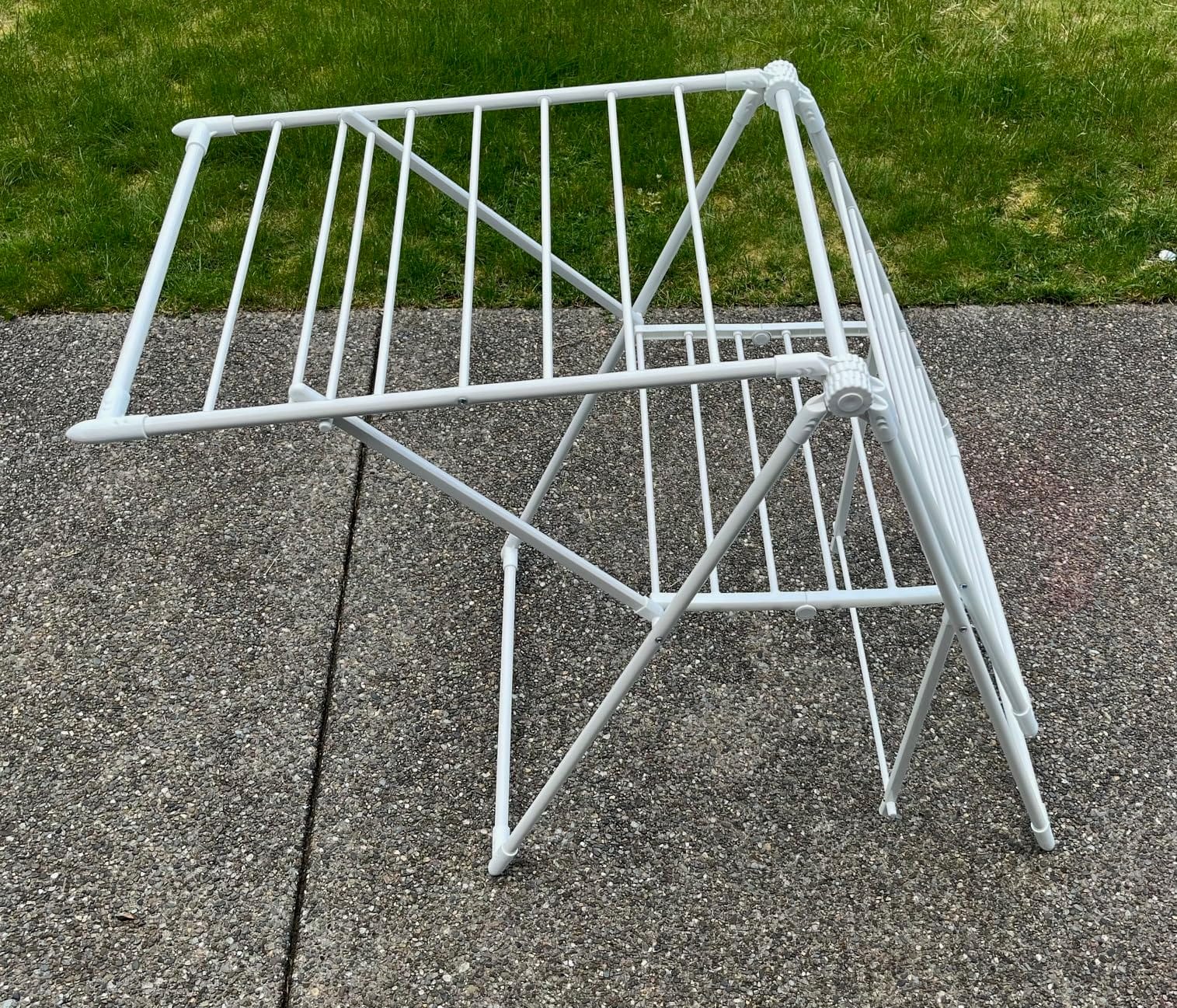 Amazon Basics Foldable Space-Saving 2-Wing Metal Clothes Drying Rack, 61x23.6x39.3 inches, White customer photo 2