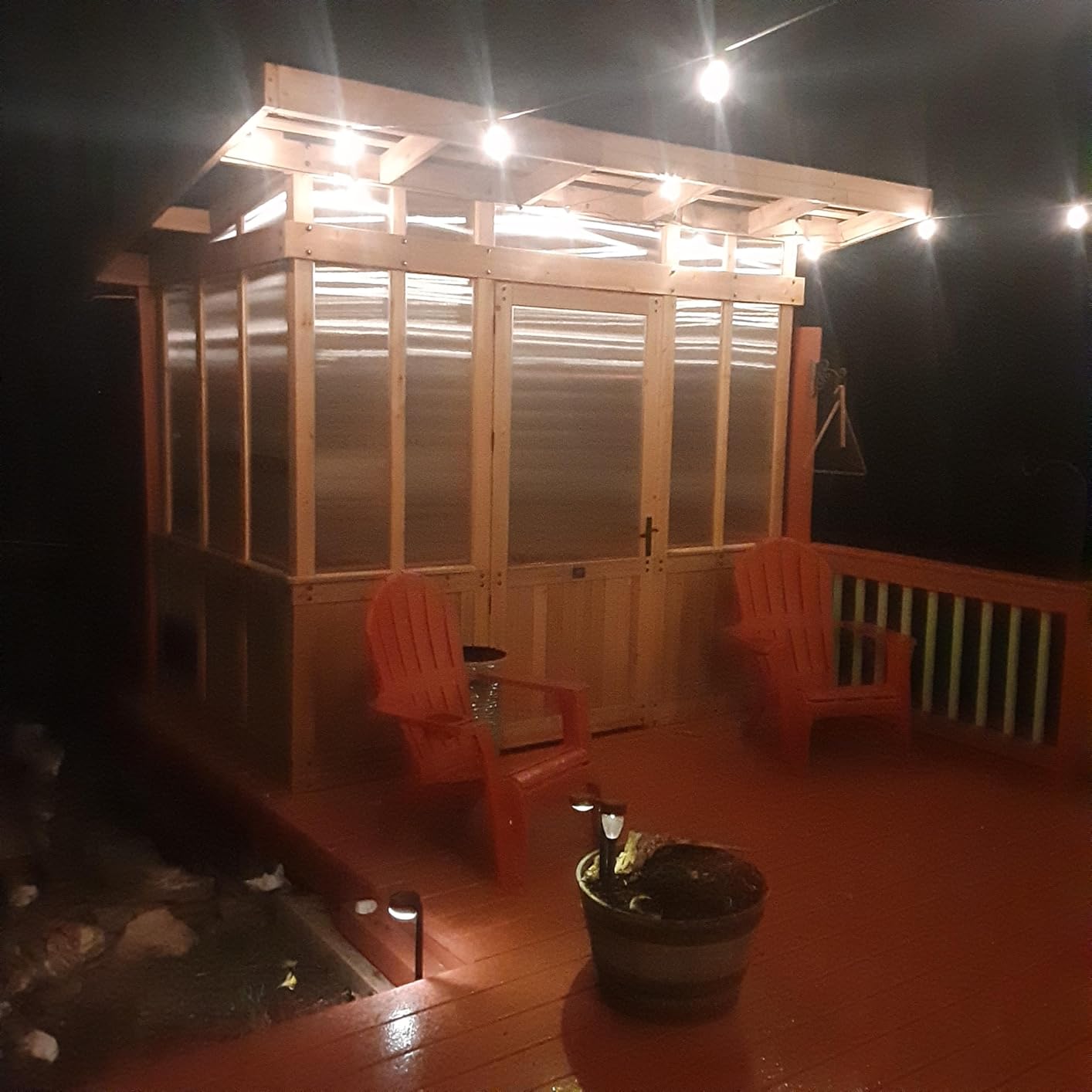 Backyard Discovery Poppy 11' x 7' Cedar Wood and Polycarbonate Walk-In Greenhouse Kit with Exhaust Fan, Windows, Hose Hook-Ups, PowerPort, Staging Shelves, Plant Hooks for Year-Round Outdoor Gardening customer photo 1