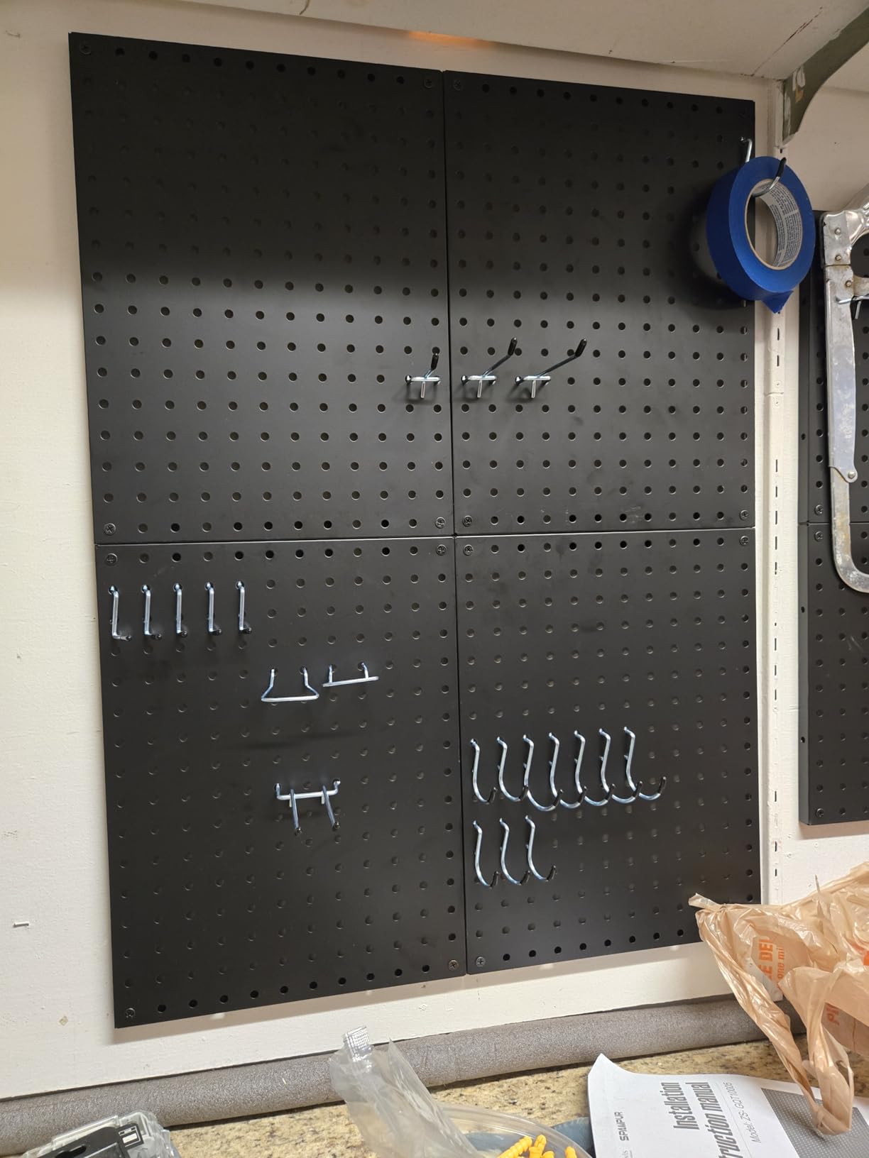 Spampur Peg Board, 4 Pack Metal Pegboard Panels with 50 Hooks, Black Pegboards Wall Organizer, Heavy Duty Peg Board for Walls Home, Garage Tool Storage, Office Organization, Craft Room, Kitchen customer photo 2
