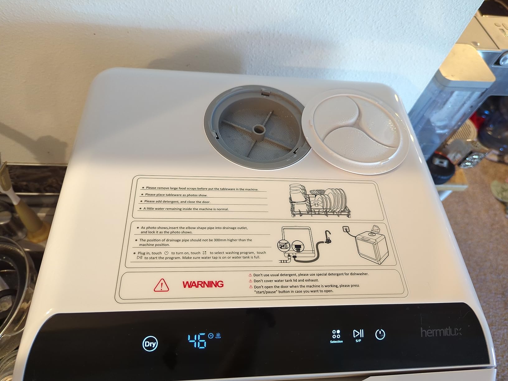 Hermitlux Countertop Dishwasher, 7 Washing Programs Portable Dishwasher | Mini Dishwashers with 5-Liter Built-in Water Tank , Glass Door, LED Light, No Hookup Needed for RV & Apartment Use customer photo 2