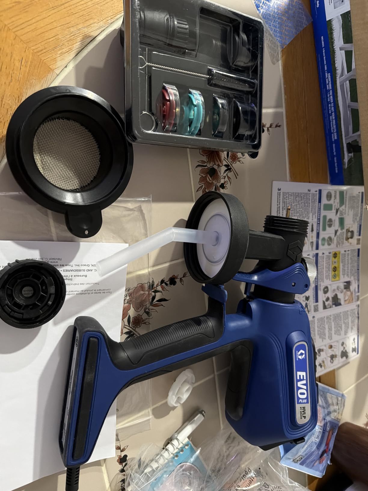Graco EVO Plus HVLP Paint & Stain Sprayer, Electric Brass Nozzles | 4 brass nozzles (1-3mm), 40oz cup, adjustable pattern control, no thinning needed, fast PowerFlush cleanup customer photo 1