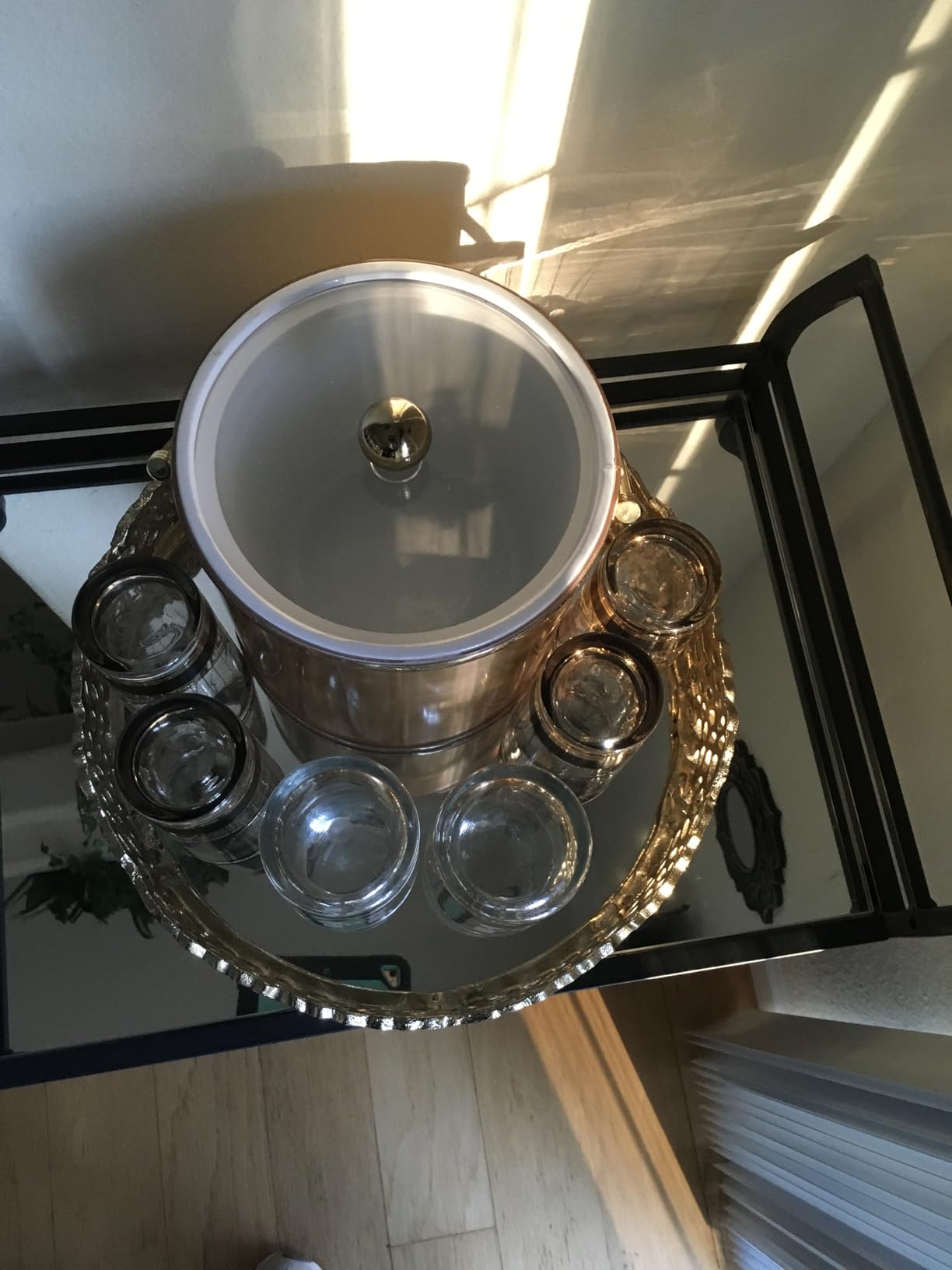 VASAGLE Bar Cart Gold, Large Home Bar Serving Cart with 3-Tier Mirrored Shelf, Wine Holders, Glass Holders, Kitchen, 15 x 33.9 x 35.4 Inches, Gold ULRC083A02 customer photo 2