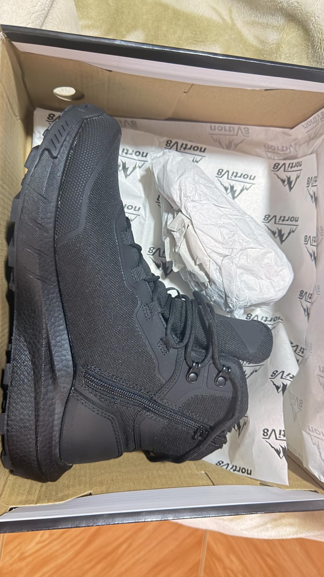 NORTIV 8 Men's Tactical Hiking Boots Lightweight Cushion | Side Zipper Motorcycle Combat Boots with Arch Support Sole for All Day Comfort, Outdoor Hiking Military Use 8In Terrascope customer photo 2