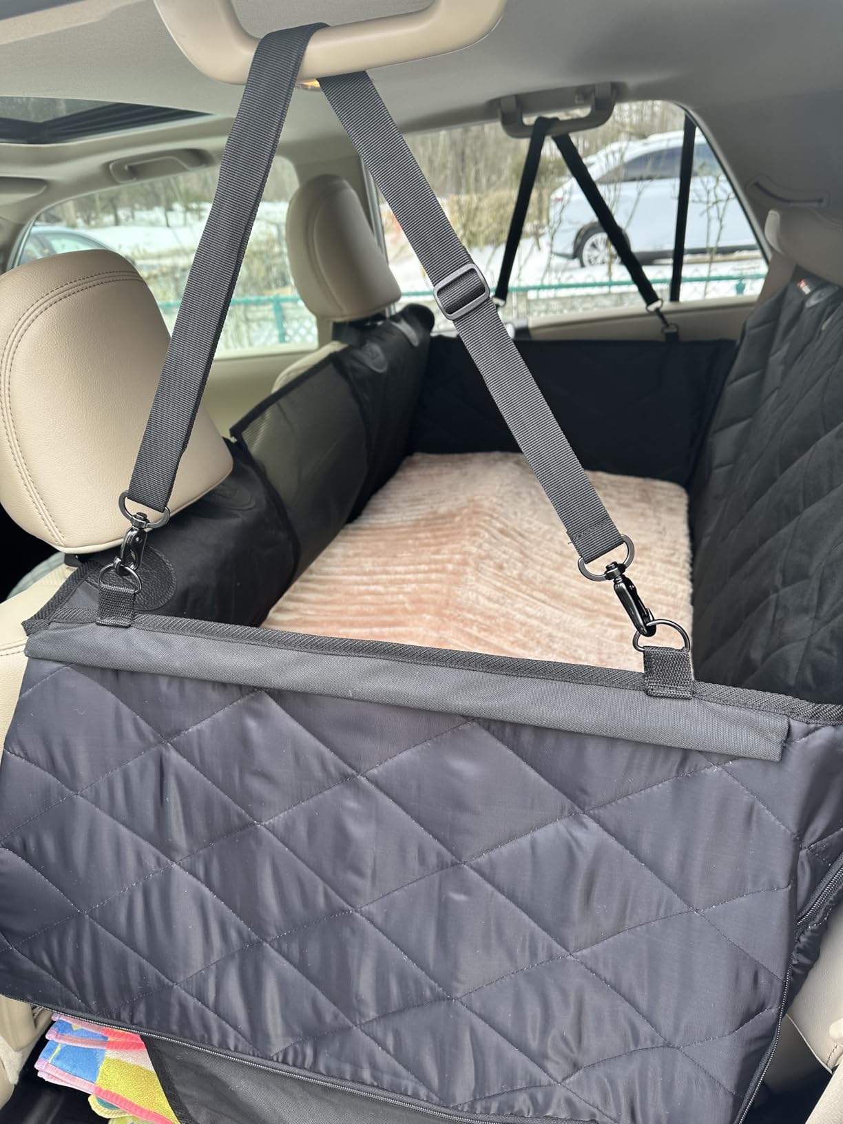4Knines Back Seat Extender for Dogs Hard Bottom w/EZ Door Guard Black Reg customer photo 2