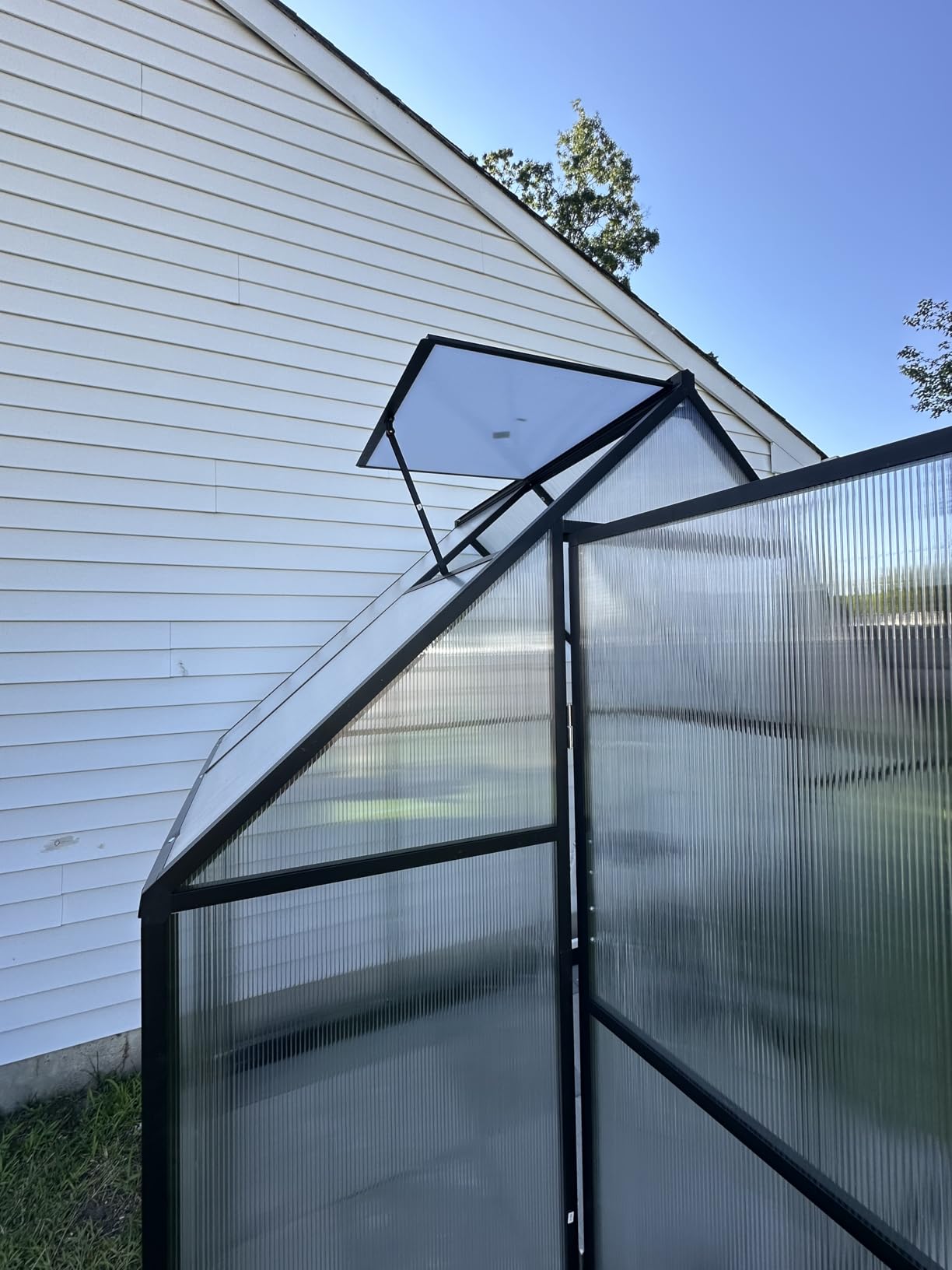 6x4FT Greenhouse with Hygrometer, Heavy Duty Aluminum Frame Polycarbonate Green House with Vent Window, Waterproof Windproof Warm Plant Greenhouses for Backyard Garden Vegetables Flowers Herbs Growing customer photo 1