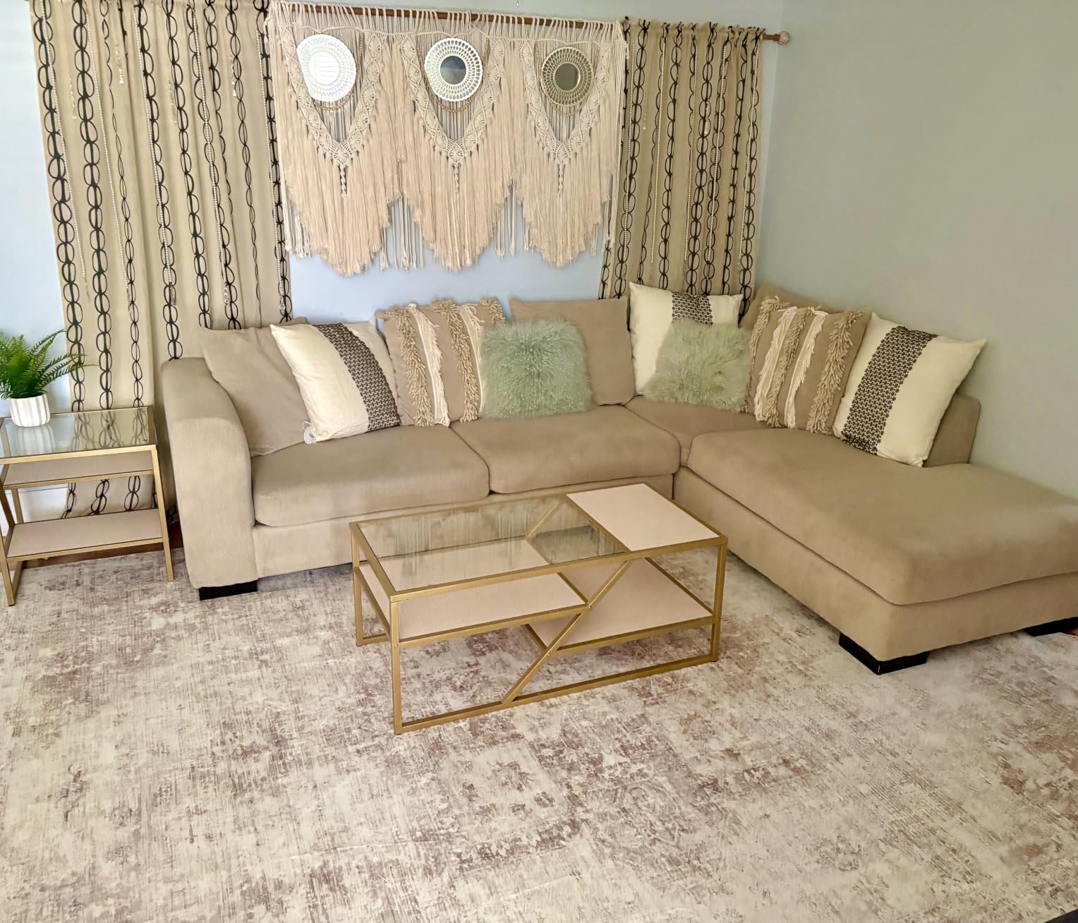 Area Rug 8x10 Washable Rug, Vintage Boho Medallion Rugs Non-Slip Soft Low Pile Large Distressed Rug Indoor Retro Carpet for Living Room Bedroom Dining Room Office Children's Room (Beige) customer photo 1