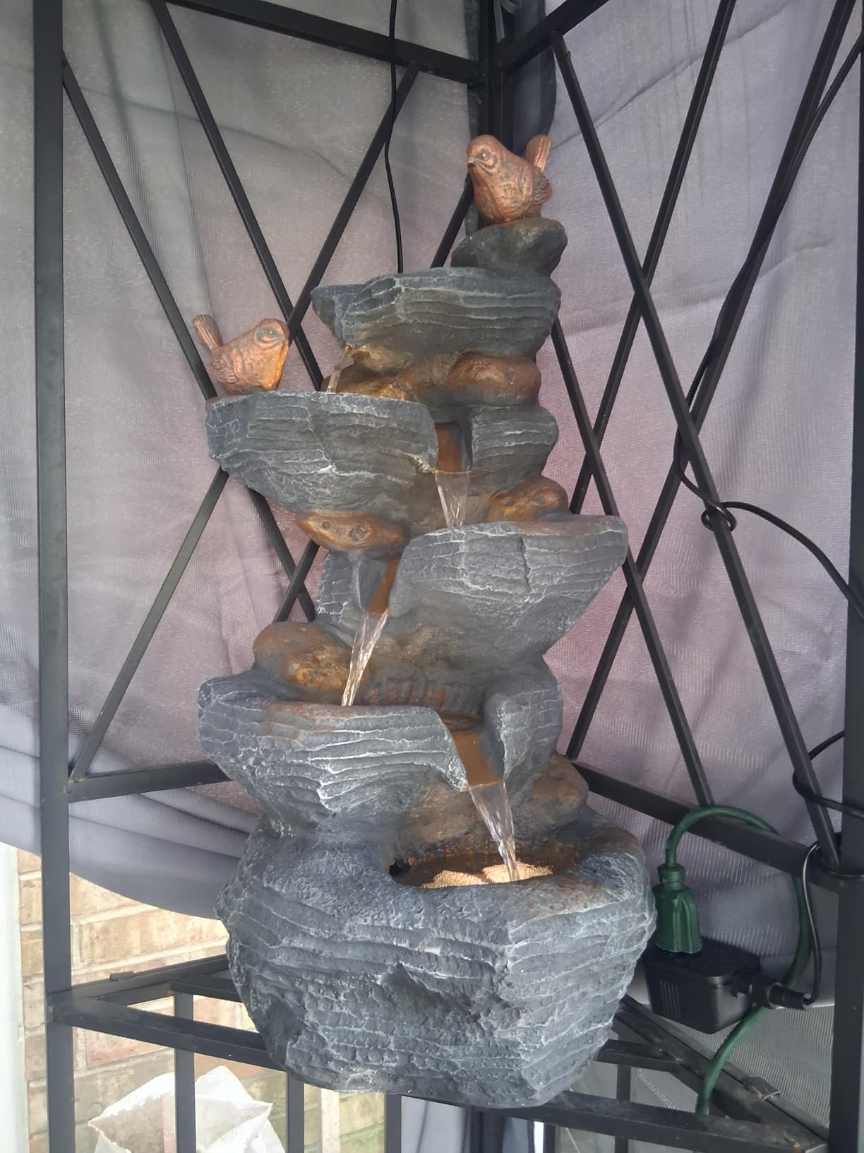 5-Tiers Cascading Rock Water Fountain Outdoor, Waterfalls Fountains | Garden Freestanding Resin Water Feature Fountain with LED Lights, Pump for Indoors Patio, Backyard, Deck, Porch, Home Decor customer photo 2