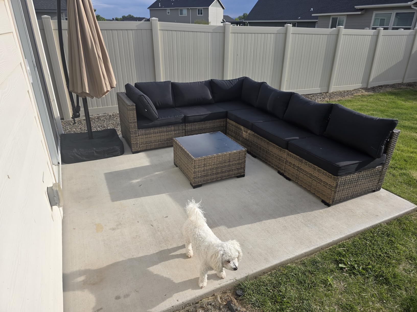 Aoxun Patio Furniture Sets, 7-Piece Outdoor Furniture with Thick Cushions, Wicker Conversation Set Sectional Sofa for Backyard, Poolside, Garden customer photo 2