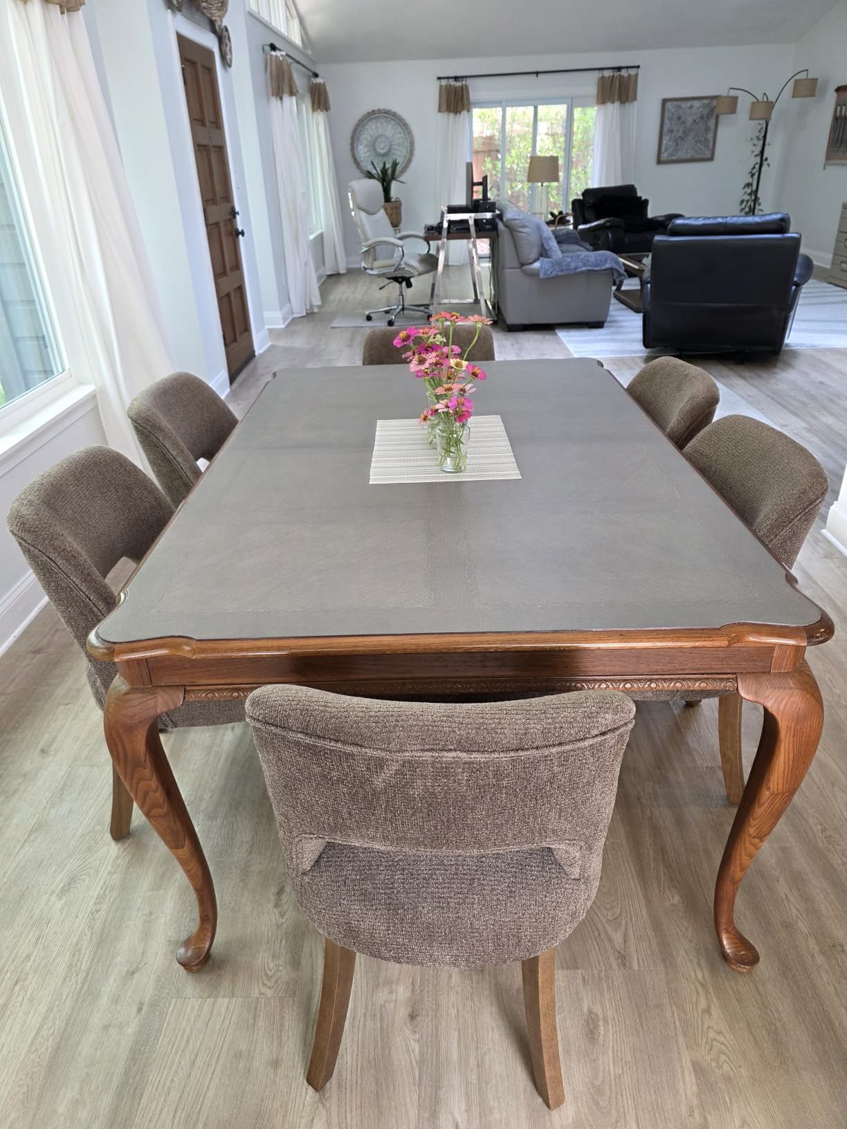 VKNOW Wooden Dining Chairs Set of 4, Modern Fabric Upholstered Dining Room Chair Kitchen Chairs, Farmhouse Dinner Chair for Kitchen Dining Room, Green customer photo 2