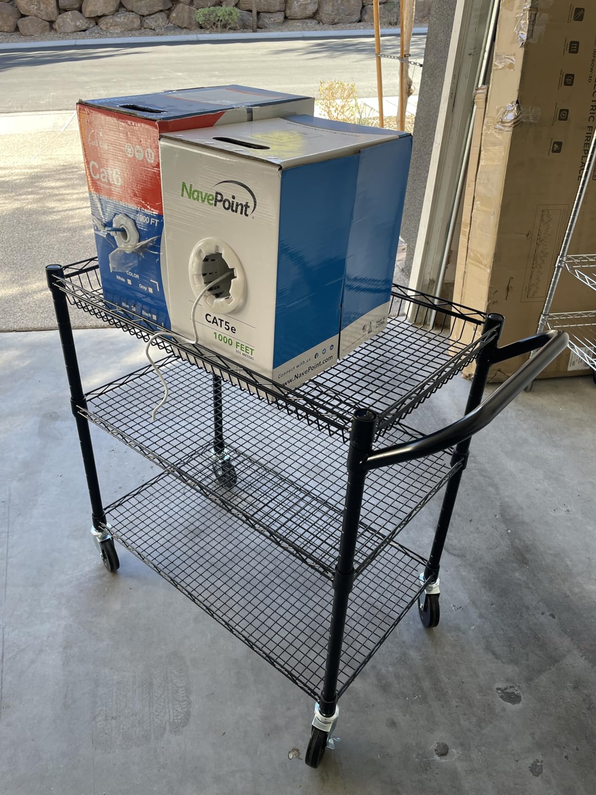 3 Tier Rolling Kitchen Carts on Wheels with Storage, 650Lbs Heavy Duty Utility Carts with Wheels, Kitchen Island with Wood Tabletop, Metal Serving Rolling Cart for Small Appliance Food Cart, Wood+Metal customer photo 1