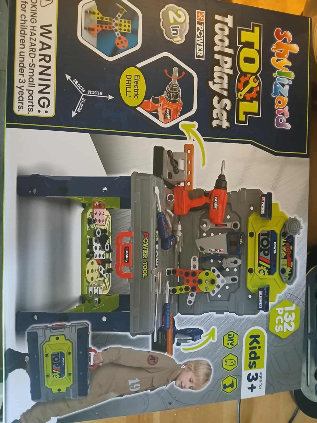 Kids Tool Bench with Electric Drill, Toddler Tool Set for Boys Ages 3-5 6-8 | 132 Pcs Kids Tool Set with Toddler Tool Box & Tool Bench customer photo 1
