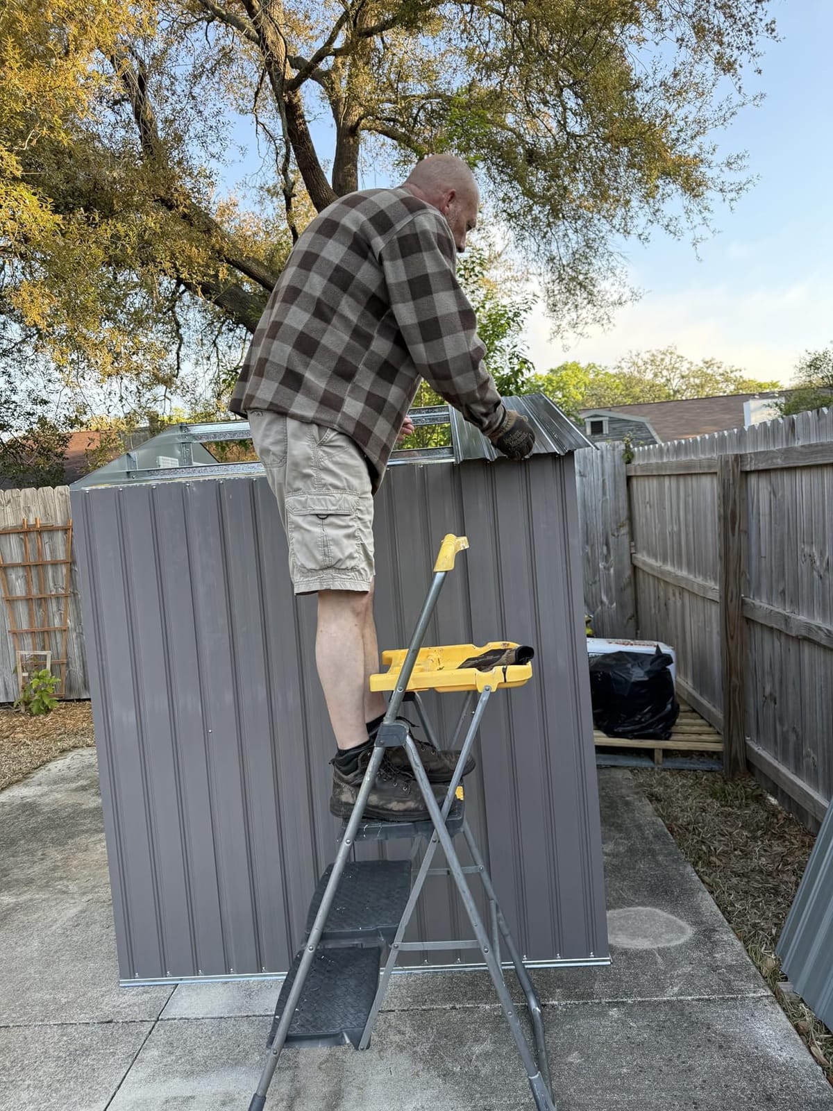 Aoxun 7.3'x5.3' Shed with Floor Galvanized Steel Outdoor Storage Shed Brown | Metal Garden Shed with Double Doors, Moisture-Proof Floor & Ventilation, Sloped Roof for Garden, Patio, Backyard customer photo 2