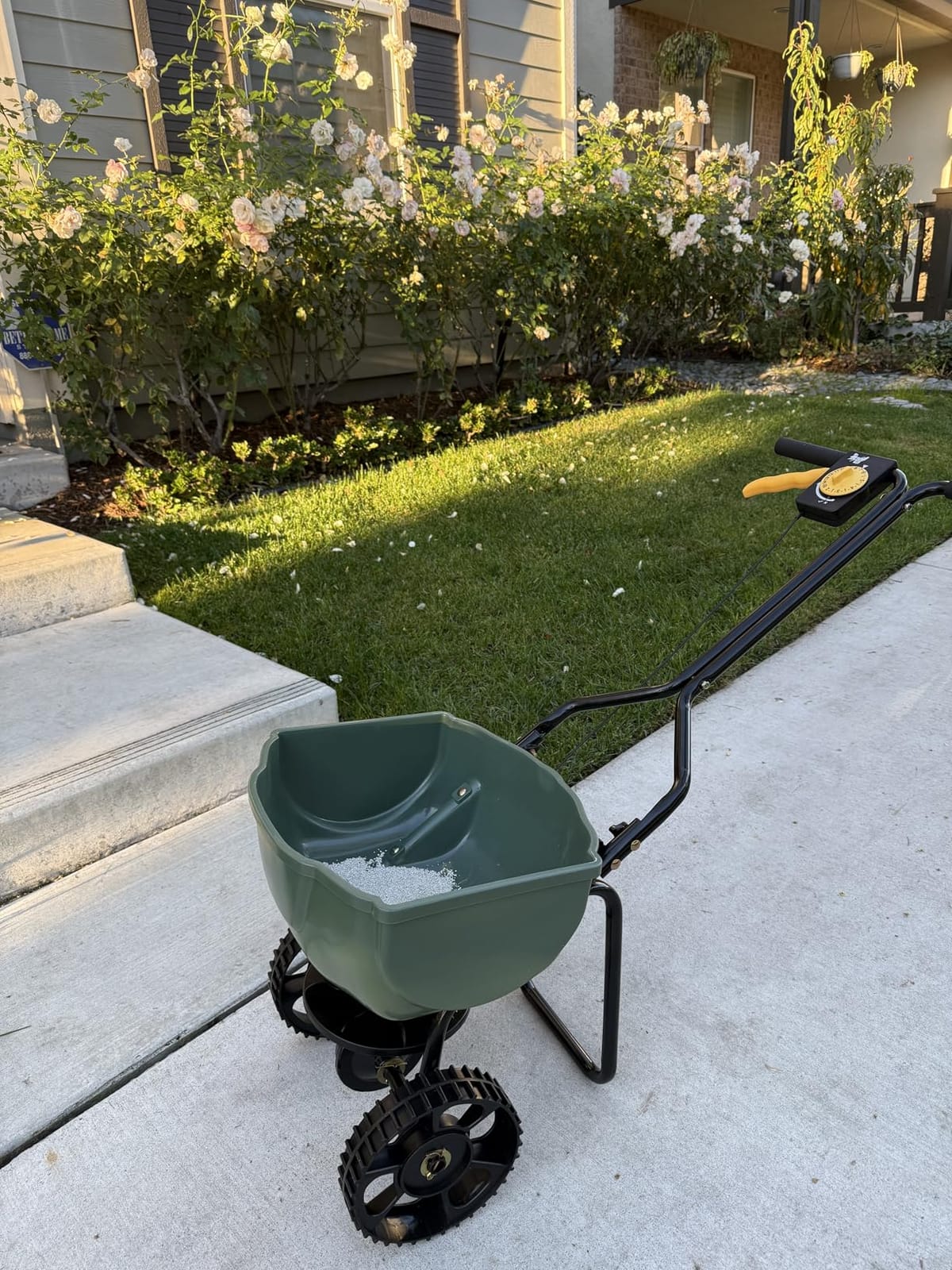 Amazon Basics Fertilizer Spreader for Lawn, Evenly Spreading, Multi-Gear System, Covers 5000 Square Feet per Load, 33 Pounds, 0.53 Cubic Feet, All Season, 1-Pack customer photo 2