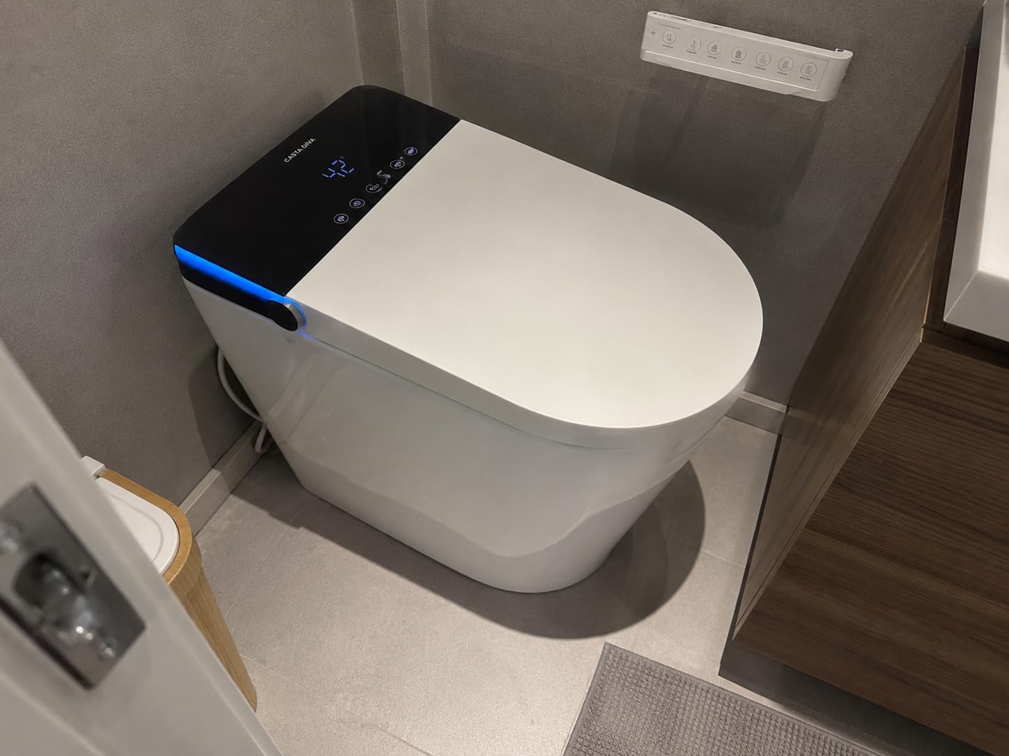 Casta Diva Smart Toilet with Bidet Built in, Auto Open Close, Foot Sensor, 1000 MaP Auto Flushing, ADA Comfort Height, Artistic Lighting, Smart Heated Seat, Foam Dispenser, Tank Built in (CD-U010Max) customer photo 1