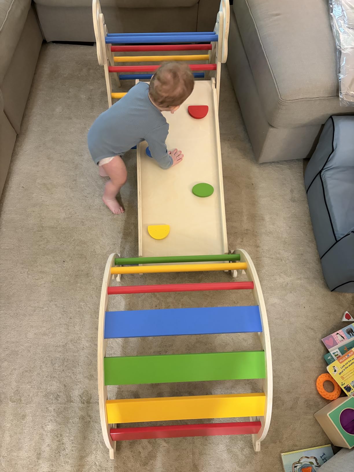 doowroodni Pikler Triangle Set 7in1 Toddler Climbing Toys Indoor Foldable Baby Climbing Toys Wooden Montessori Climbing Set with Arch, Ramp, Ladder for 1-3 Years, Jungle Gym for Kids customer photo 2