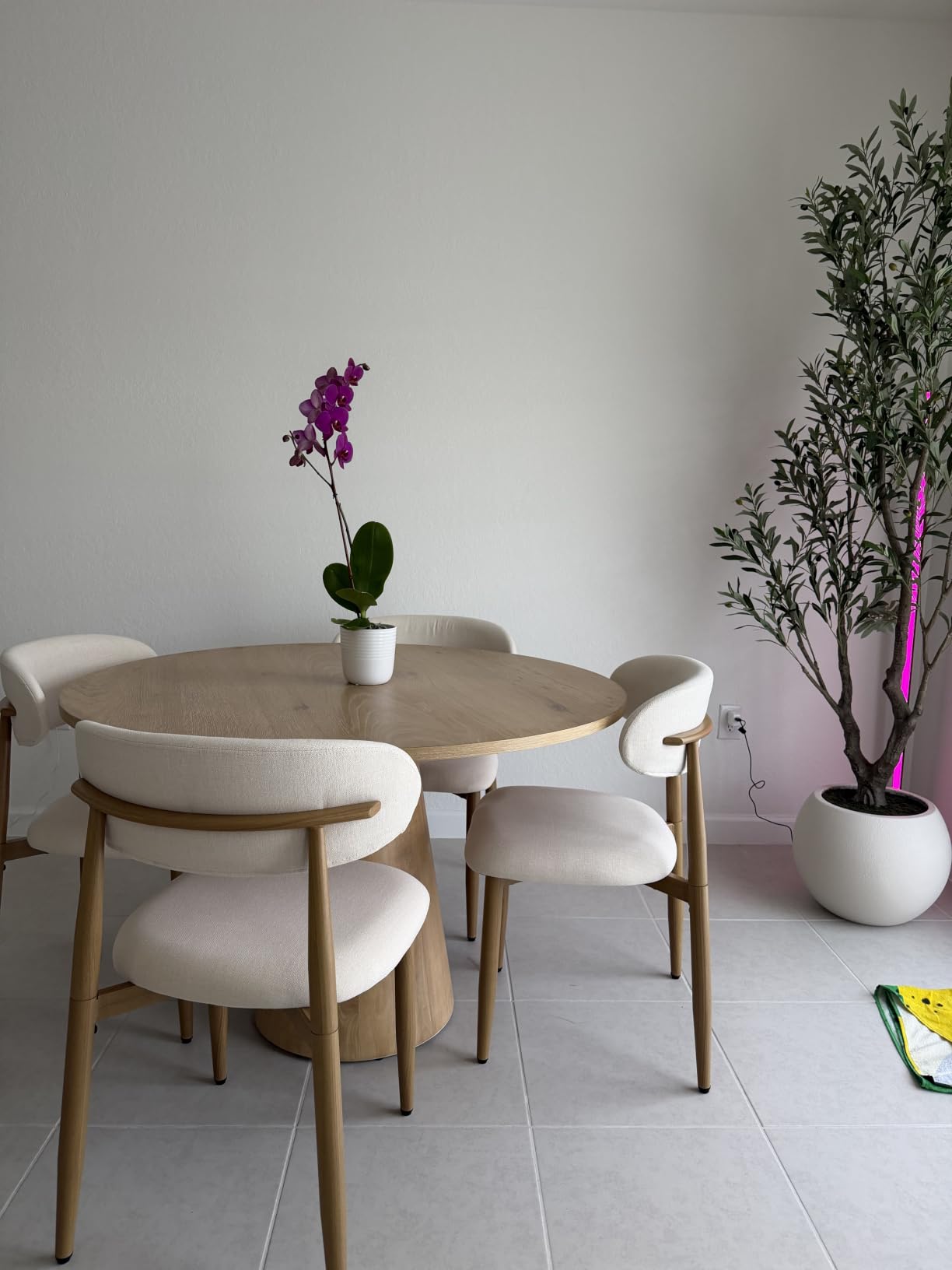 UVV Dining Chairs Set of 4, Metal Kitchen Chairs with Modern Fabric Upholstered for Dining Room, Beige customer photo 2
