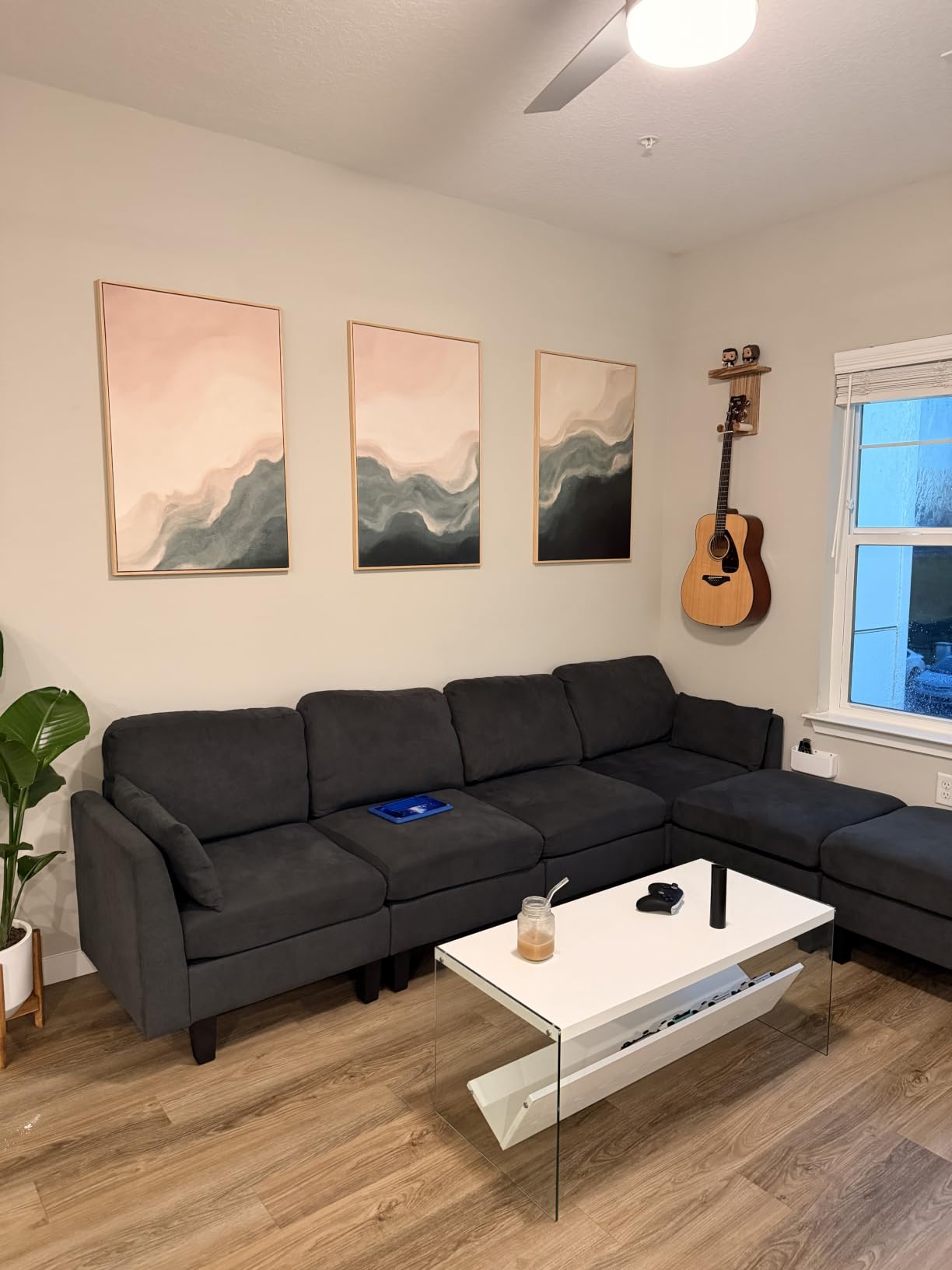 Large Framed Abstract Nature Landscape Wall Art for Living Room, 24x36 In | Green lake pictures, Set of 3 paintings, Canvas prints, Wood frame, Modern artwork, Wall decor for bedroom dining room office customer photo 2