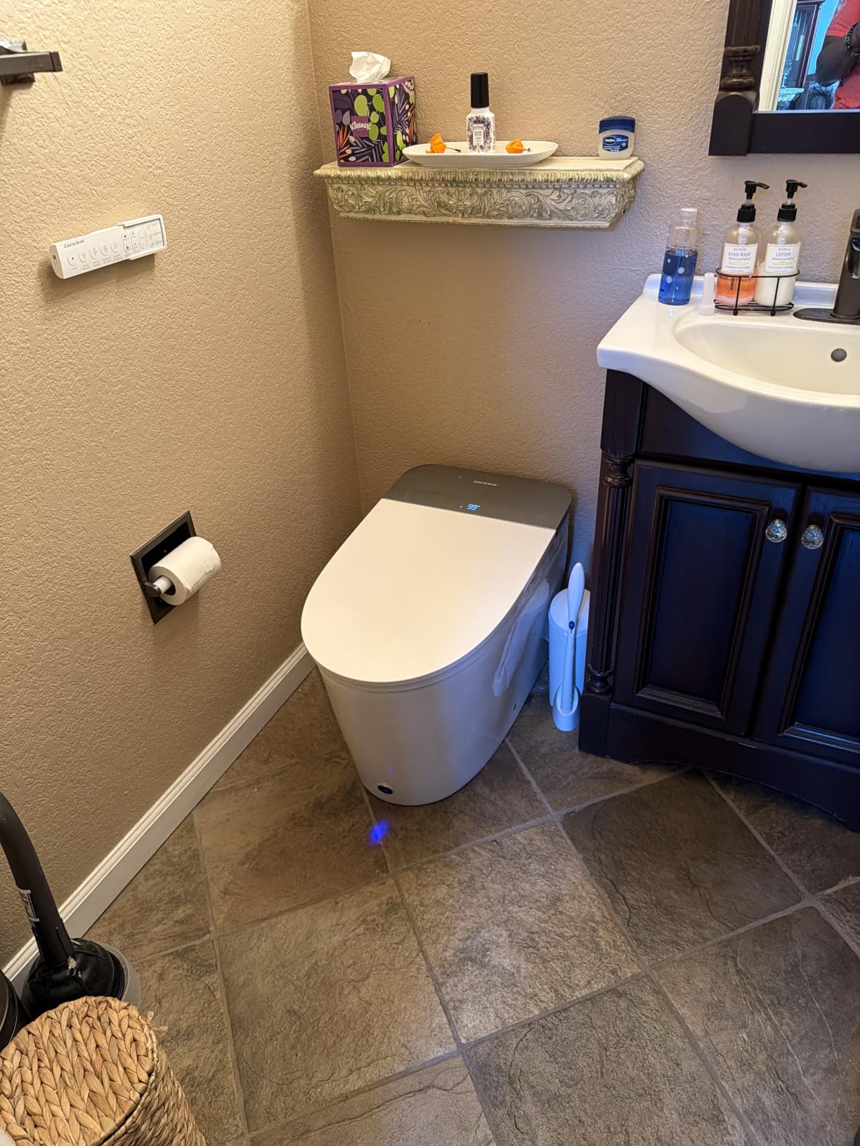Casta Diva Smart Toilet With Bidet Built In Auto Open Close Lid CD-K030PRO | 1000g MaP Flush, Heated Comfort Seat & Foam Dispenser, Foot Sensor, Bidet Toilet with Tank, Quiet Flush, Warm Water, Dryer customer photo 1