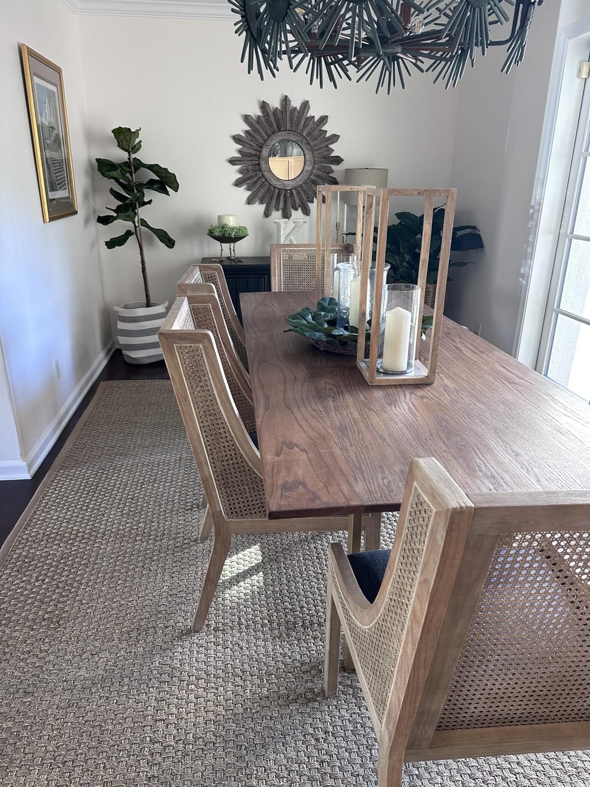 Christopher Knight Home Yone Dining Chairs Set of 2, Modern Dining Chair with Fabric Upholstery, Rubberwood Frame Kitchen Chairs with Cane Webbing, Extra Seat for Dining Room, Beige + Brown customer photo 1