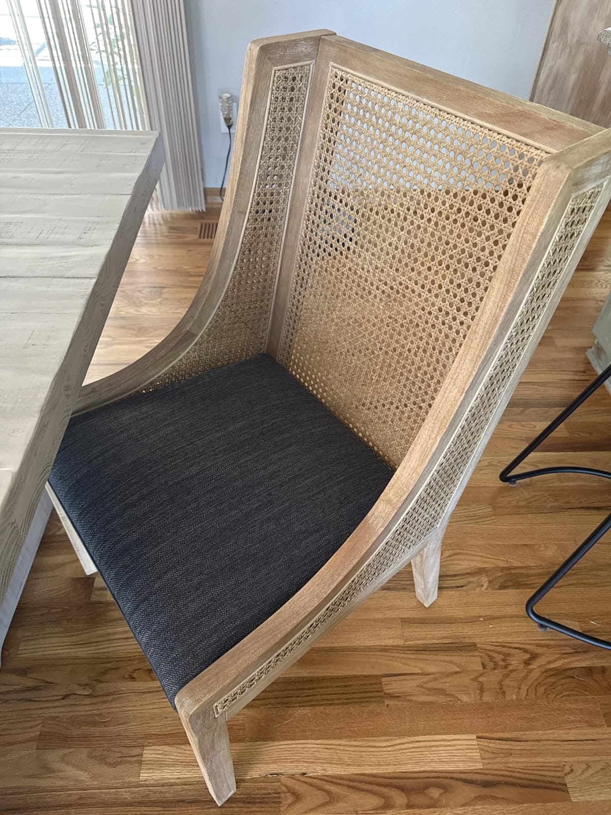 Christopher Knight Home Yone Dining Chairs Set of 2, Modern Dining Chair with Fabric Upholstery, Rubberwood Frame Kitchen Chairs with Cane Webbing, Extra Seat for Dining Room, Beige + Brown customer photo 2