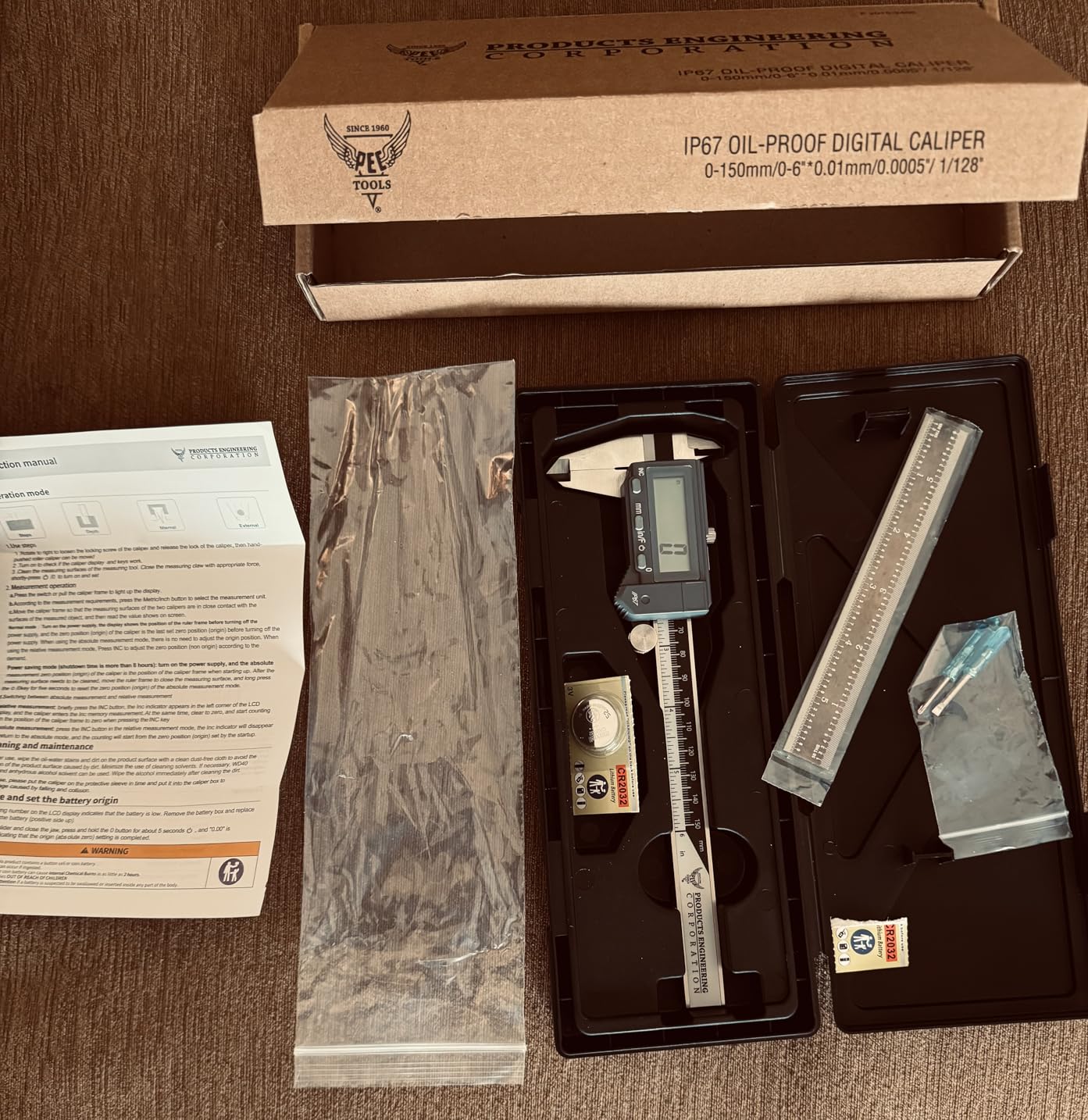 PEC Tools 6 Inch/150mm Absolute Digital Caliper & 6 Inch 4R Rule | Made in US, 32nds, 64ths, 50ths, 100ths, IP67 Waterproof & Oil-Resistant, Inch/MM/Fraction Modes customer photo 1