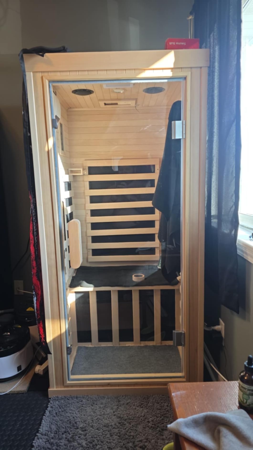 Albott 4 Person Infrared Sauna with 7-Color Light Therapy, Low EMF 2145W | Infrared Saunas for Home, Canadian Hemlock Wood Dry Sauna with 10 Carbon Panels, Ambient Light Strips & Bluetooth, 110V/20A customer photo 1