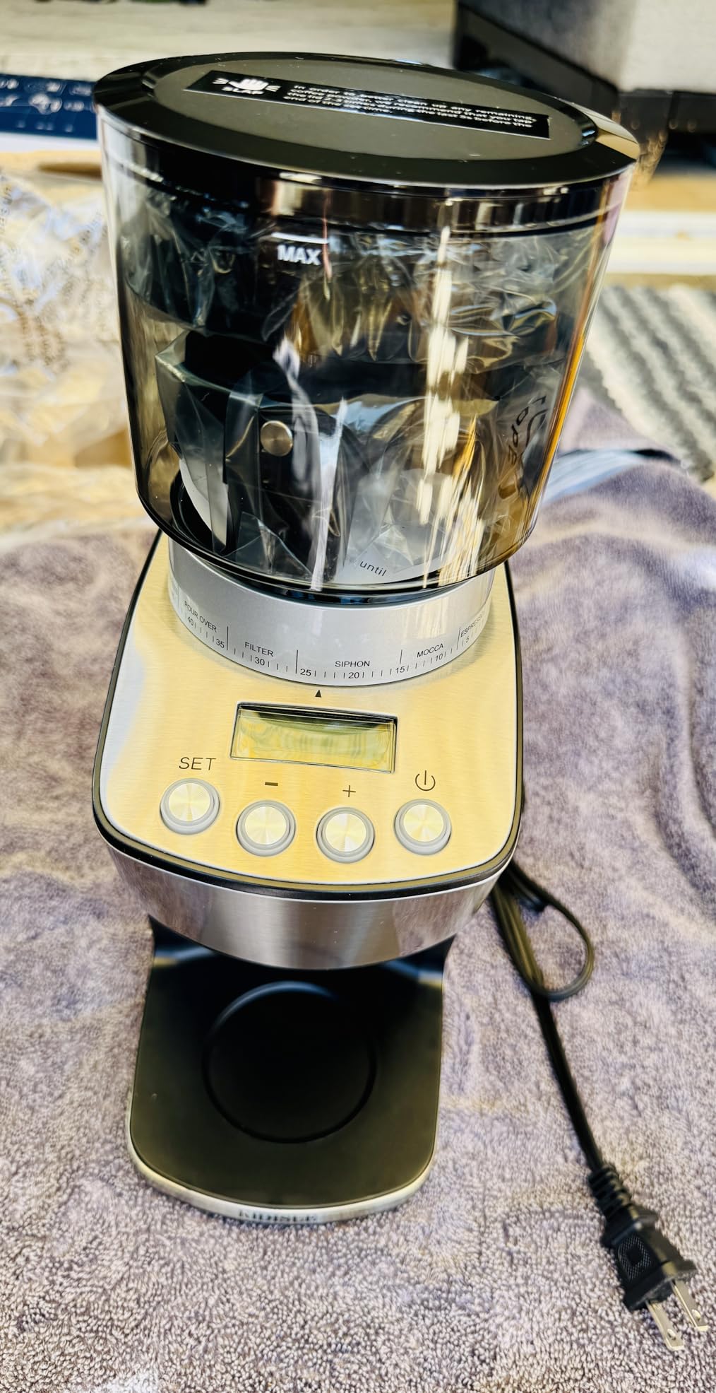 KIDISLE Conical Burr Coffee Grinder Electric, Espresso Grinder for Home Use, Burr Mill with 51 Grind Settings, Precision Electronic Timer, Stainless Steel Container customer photo 1