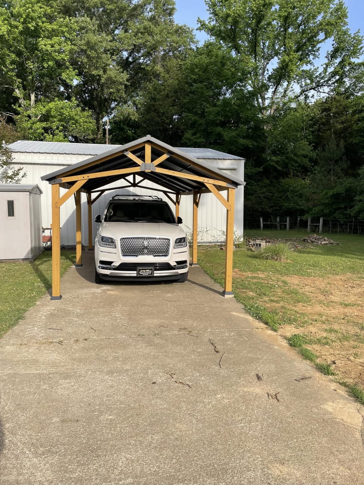 Jocisland 20x20x9.2 FT Heavy Duty Cedar Wood Carport for 2 Cars | All Weather Canopy Carport with Sloped Galvanized Steel Roof, Permanent Shelter for Full-Sized Pickup Truck, Boat & Tractor customer photo 2