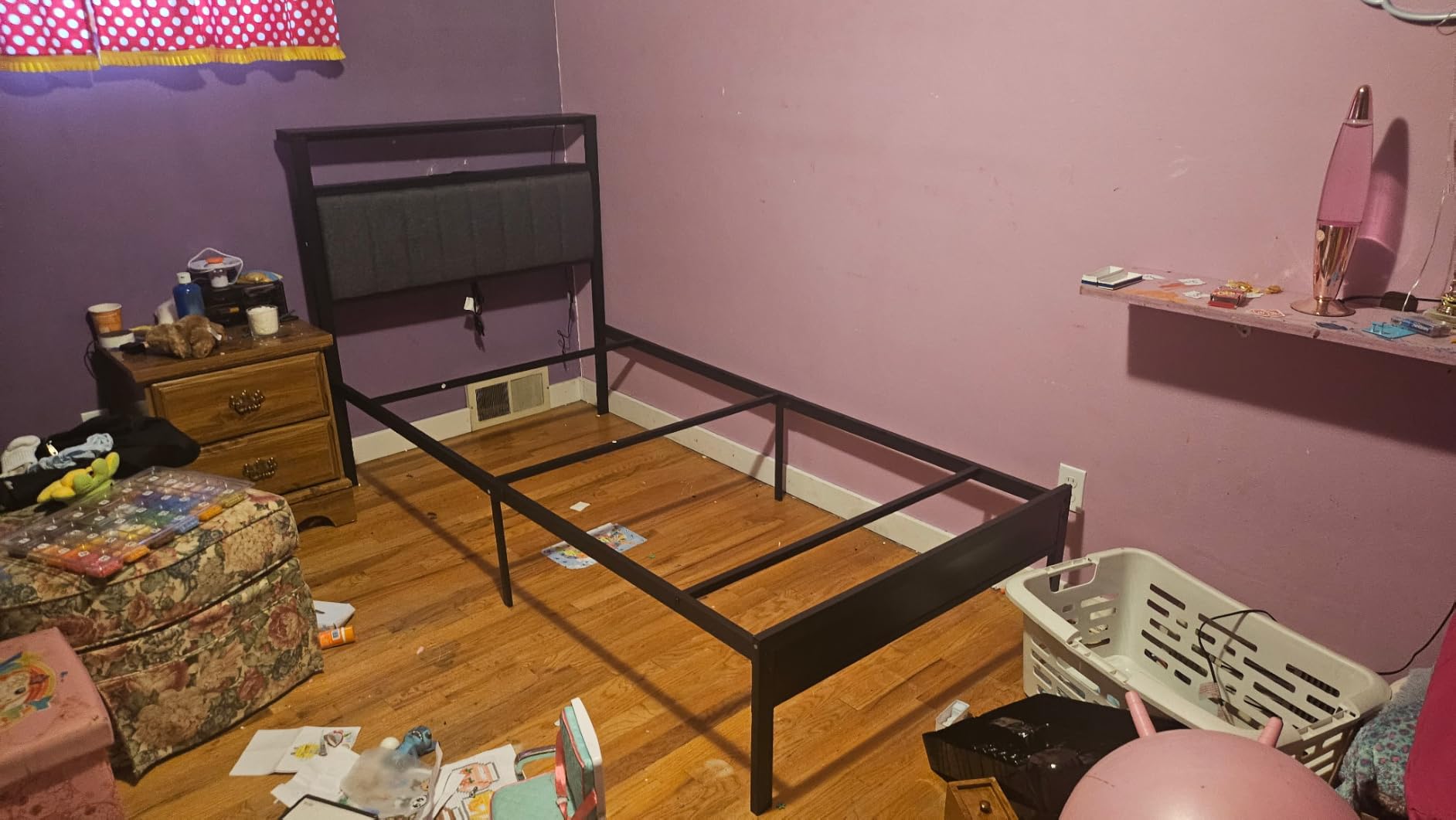 Furnulem Queen Bed Frame with Storage Drawers and Upholstered Headboard, Charging Station, LED Lights customer photo 2