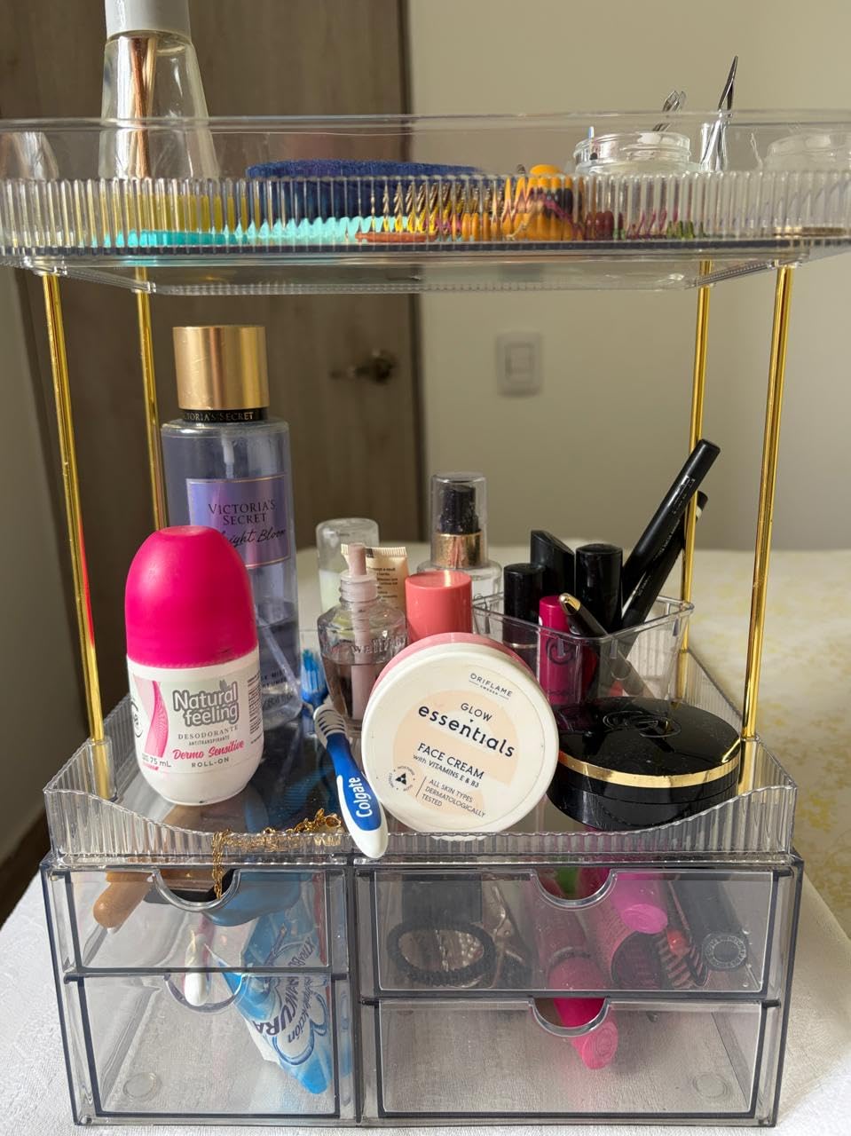 SNSLXH 4-Tier Clear Makeup Organizer Bathroom Storage | 4 Drawers Cosmetics Organiser customer photo 1