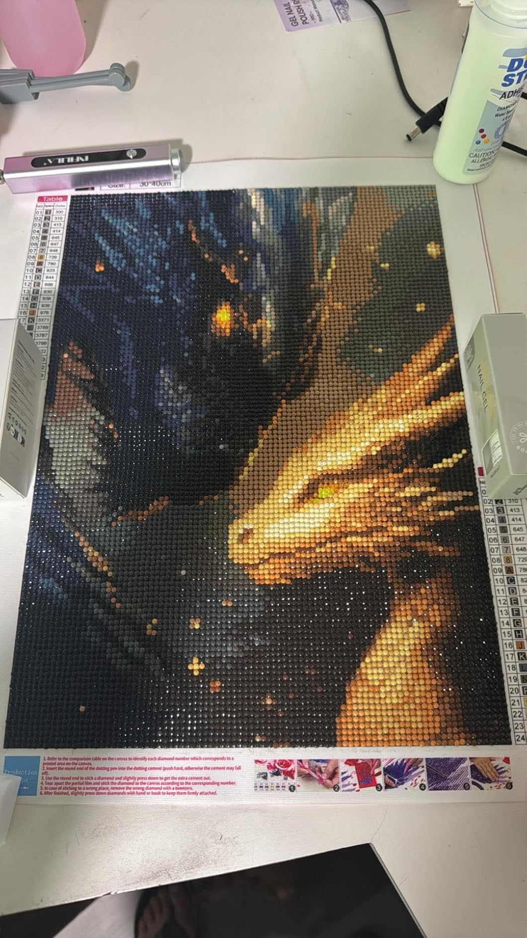 5D Diamond Painting Kits for Adults, Dragons Diamond Art Kits 12x16 in | DIY Full Round Drill Animal Diamond Dot Kits Gem Art Painting for Home Wall Decor Present customer photo 2
