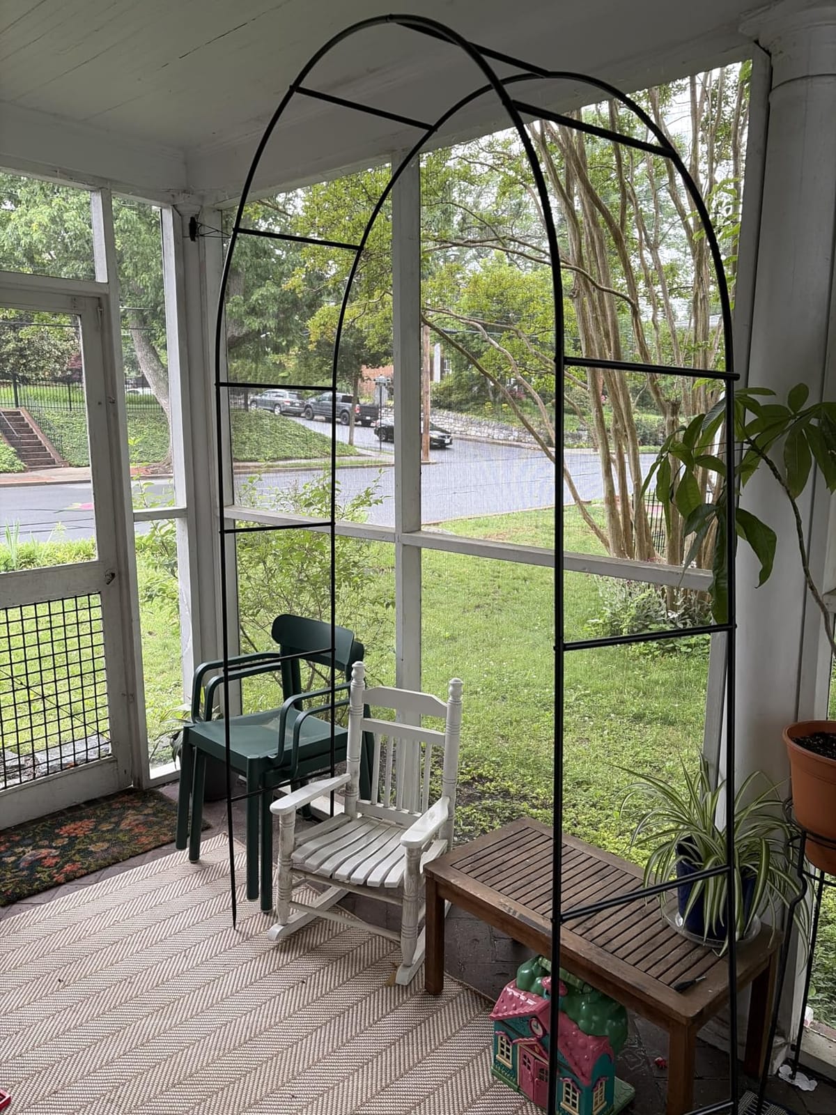 Garden Arch Galvanized Metal Rust-Proof Heavy Duty for Climbing Vines Roses | 7.6ft H x 4.6ft W Upgrade Garden Arbor for Plants, Flowers, Clematis, Jasmine, Party Decor for Wedding, Halloween, Christmas customer photo 1