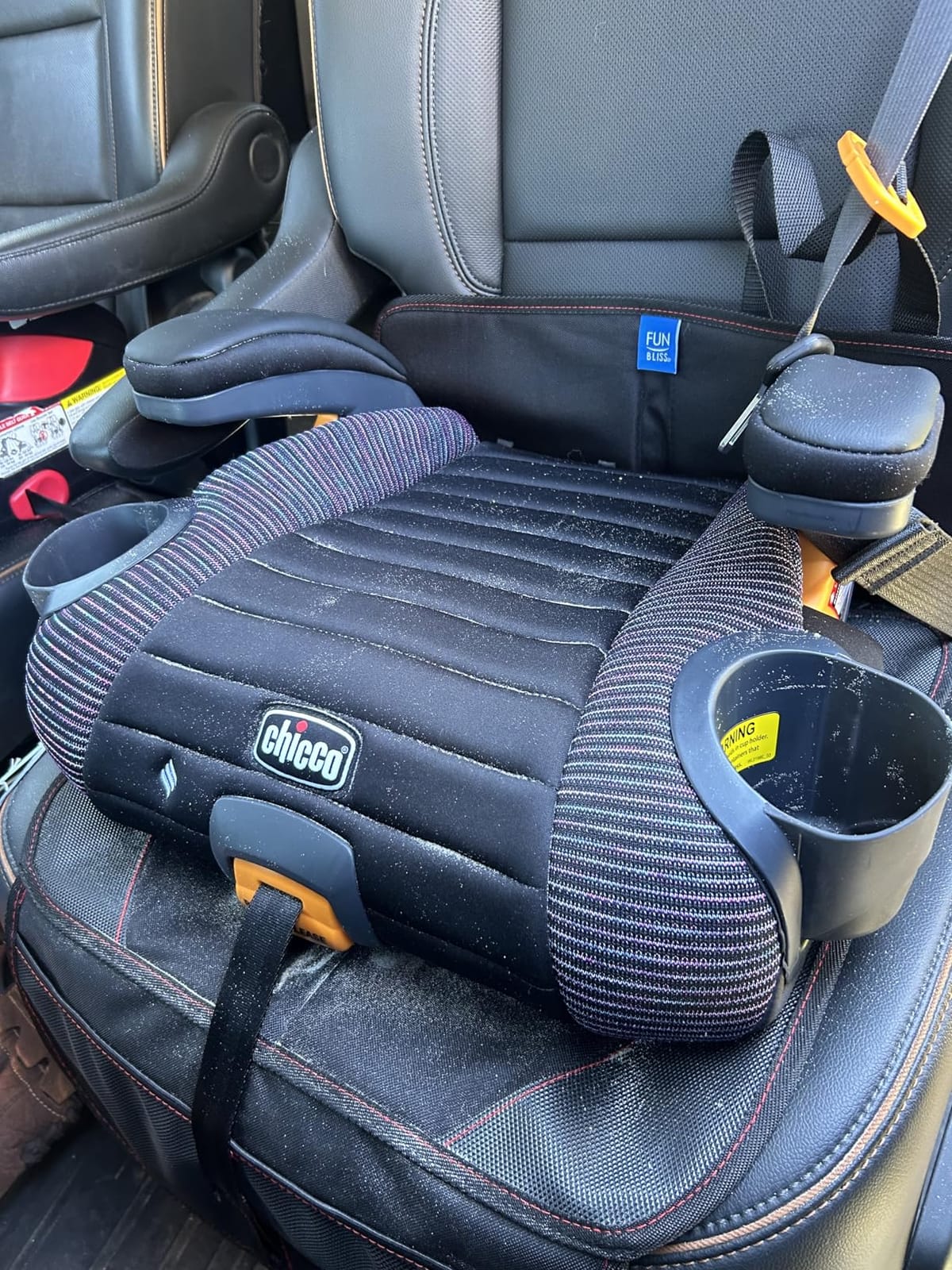 Chicco GoFit ClearTex Plus Backless Booster Car Seat, Latch, 40-110 lbs | Obsidian/Black, ages 4+, ErgoBoost foam padding, flame retardant-free, GREENGUARD Gold, washable pad, portable booster seat customer photo 1