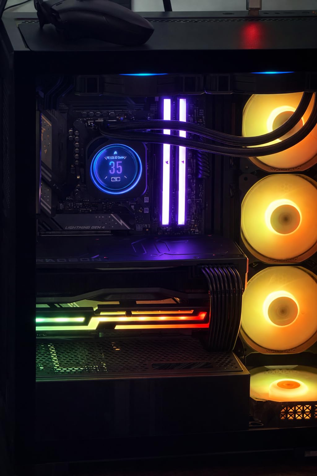 MUSETEX ATX PC Case 7 PWM ARGB Fans Pre-Installed, Type-C Mid Tower Computer Case with Full-View Dual Tempered Glass, Gaming PC Case, Black(K2) customer photo 2
