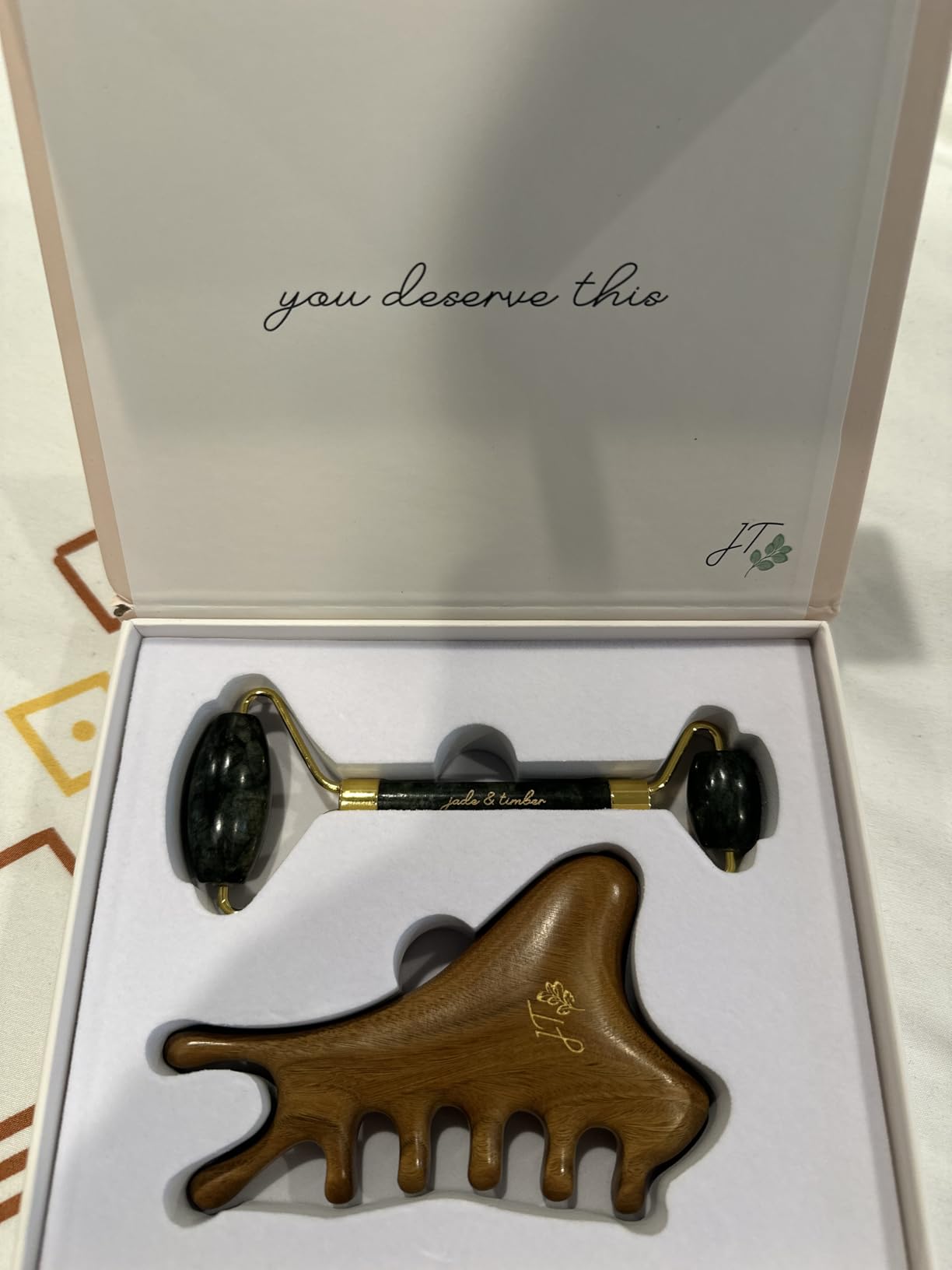 Jade Roller & Green Sandalwood Gua Sha Set - Facial & Body Massage Tools customer photo 2